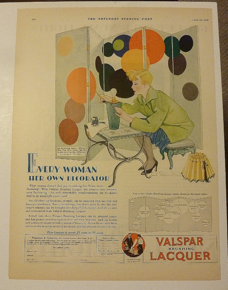 1928 Valspar Lacquer With Woman Paints Lamp