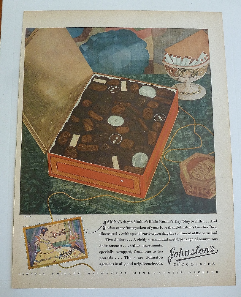 1929 Johnston's Chocolates With Box Of Candy