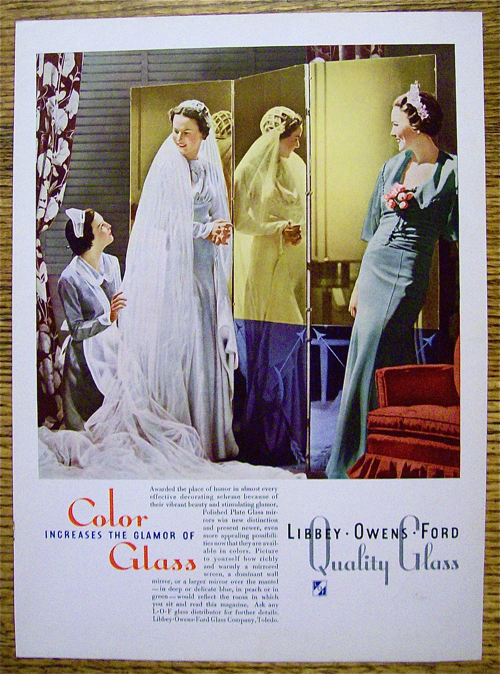1936 Libbey Glass with Bride & Bridesmaid