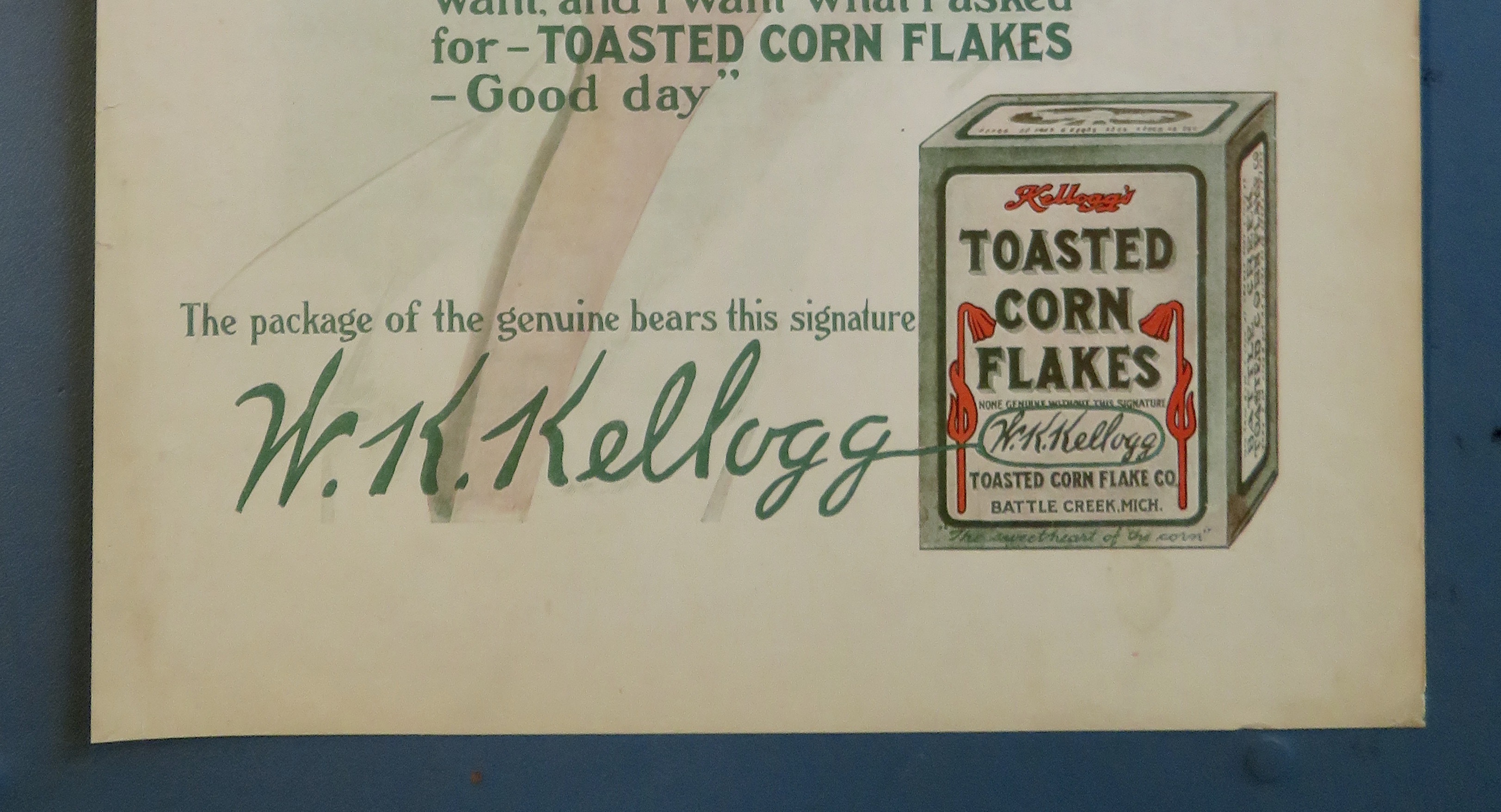 1908 Kellogg's Toasted Corn Flakes with Woman