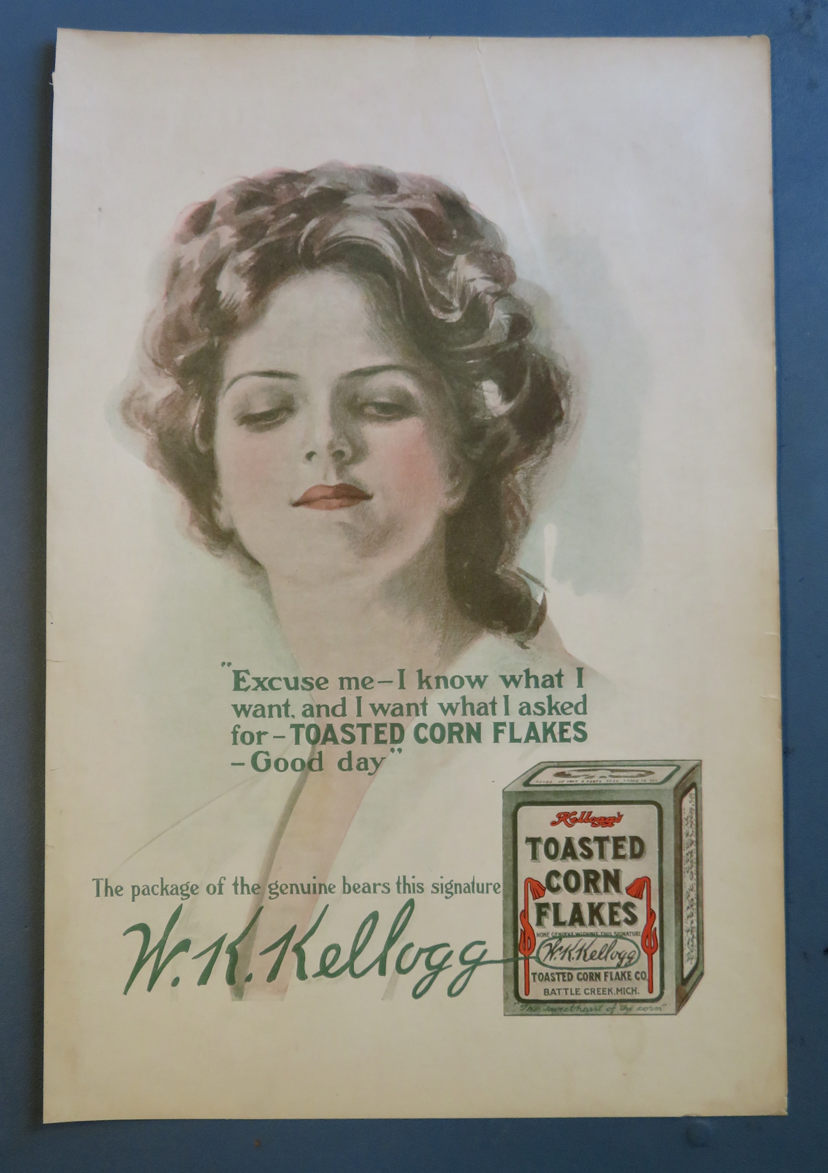 1908 Kellogg's Toasted Corn Flakes with Woman