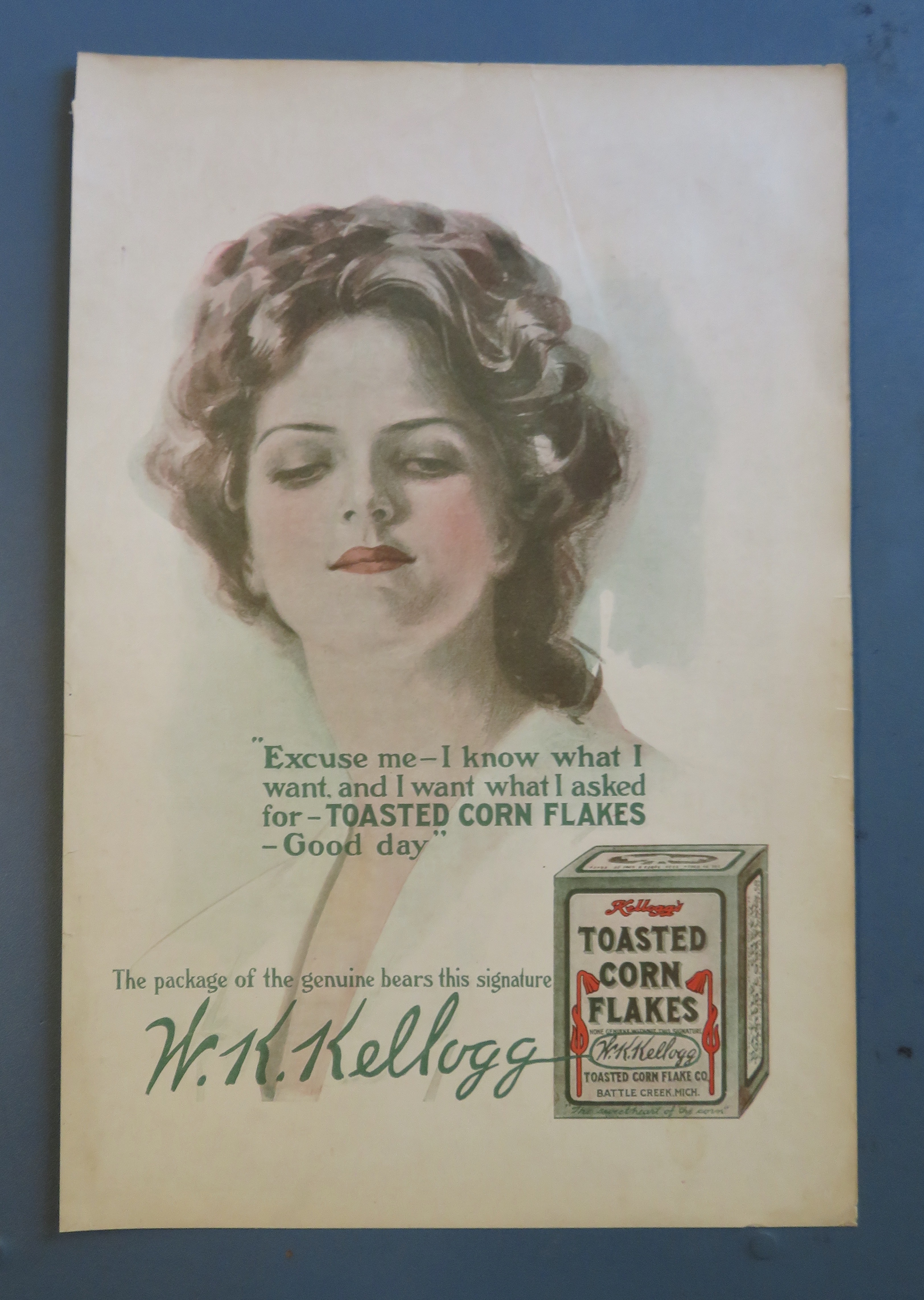 1908 Kellogg's Toasted Corn Flakes with Woman