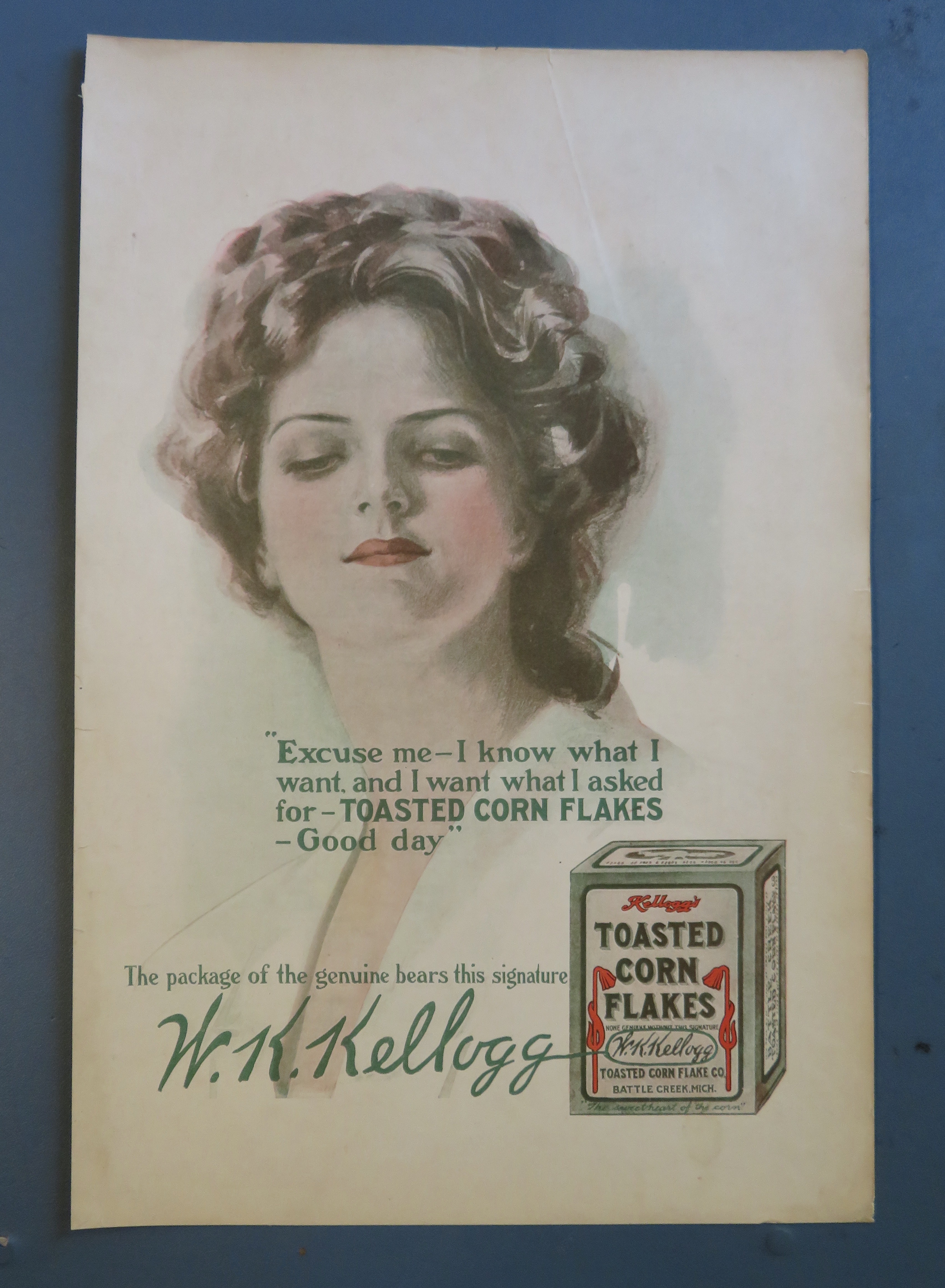 1908 Kellogg's Toasted Corn Flakes with Woman