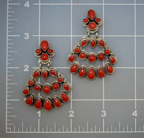 Navajo Coral Sterling Silver Geneve Appachito Earring