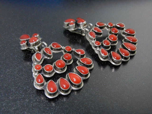 Navajo Coral Sterling Silver Geneve Appachito Earring