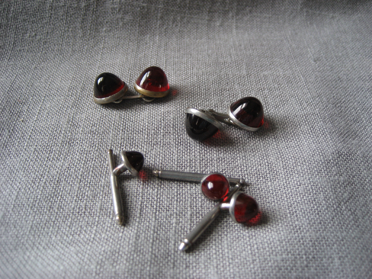 Red Cuff Links and Shirt Buttons