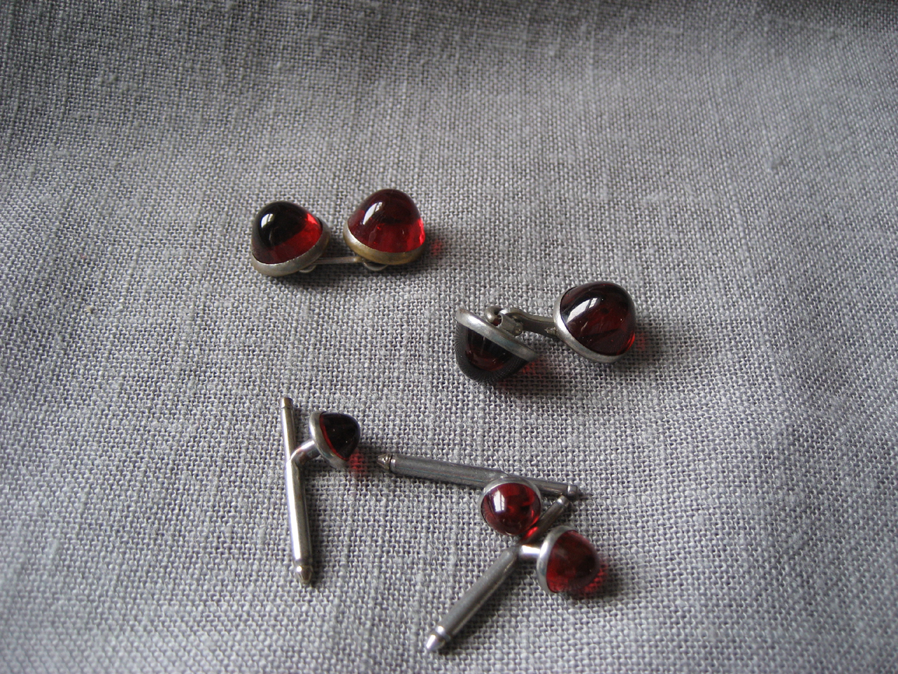 Red Cuff Links and Shirt Buttons