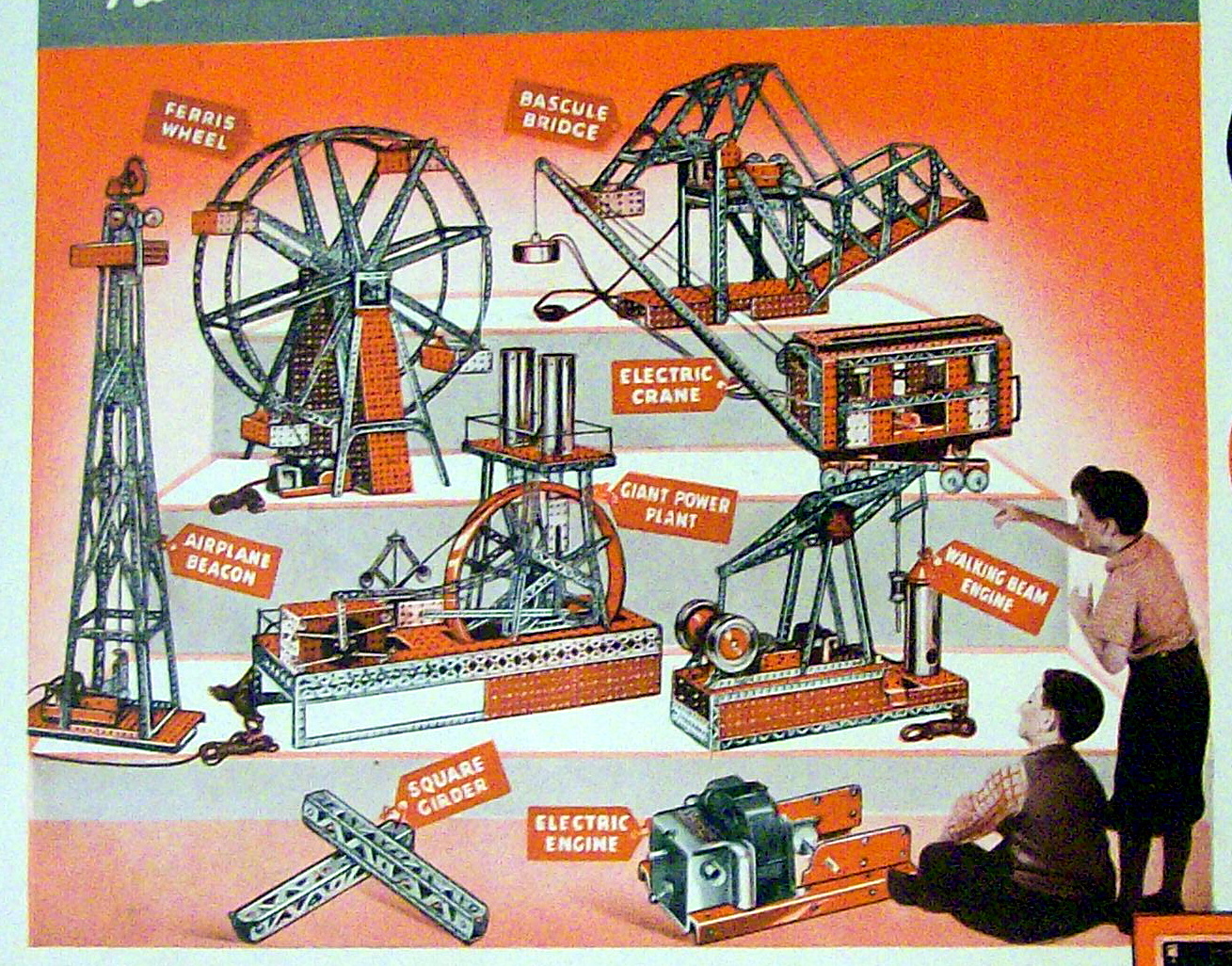 1937 Erector Set with Crane, Bridge, Beacon & More
