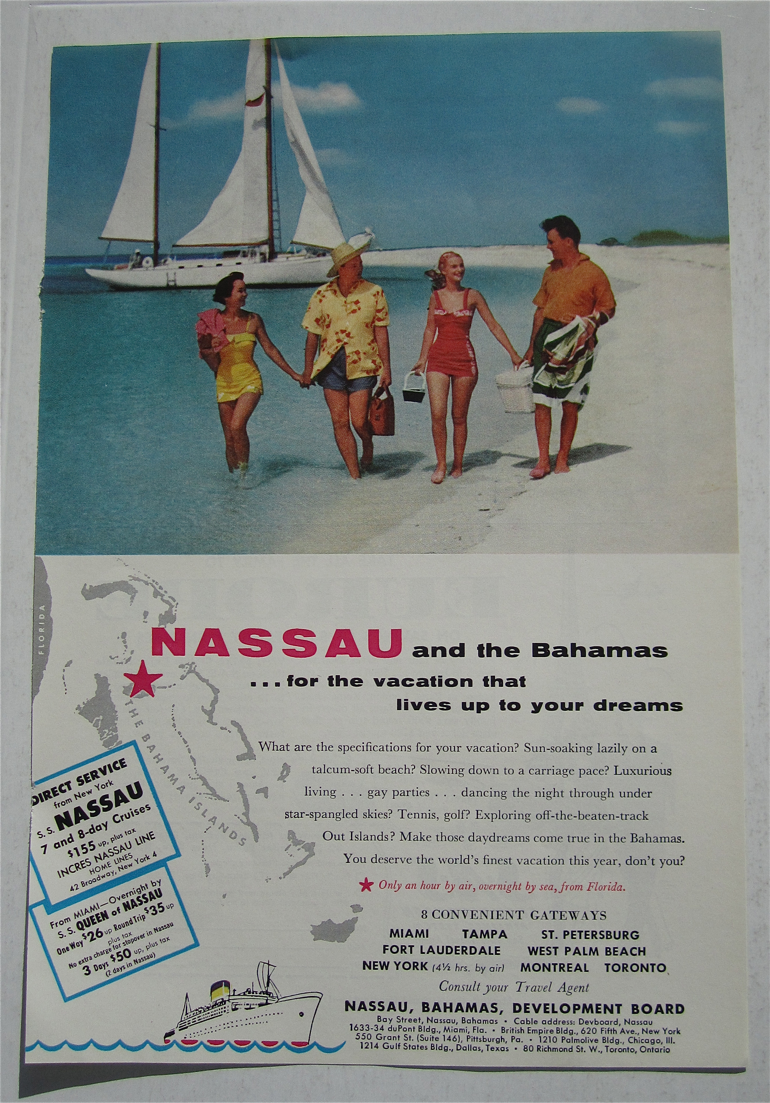 1955 Nassau & Bahamas with Couples on the Beach
