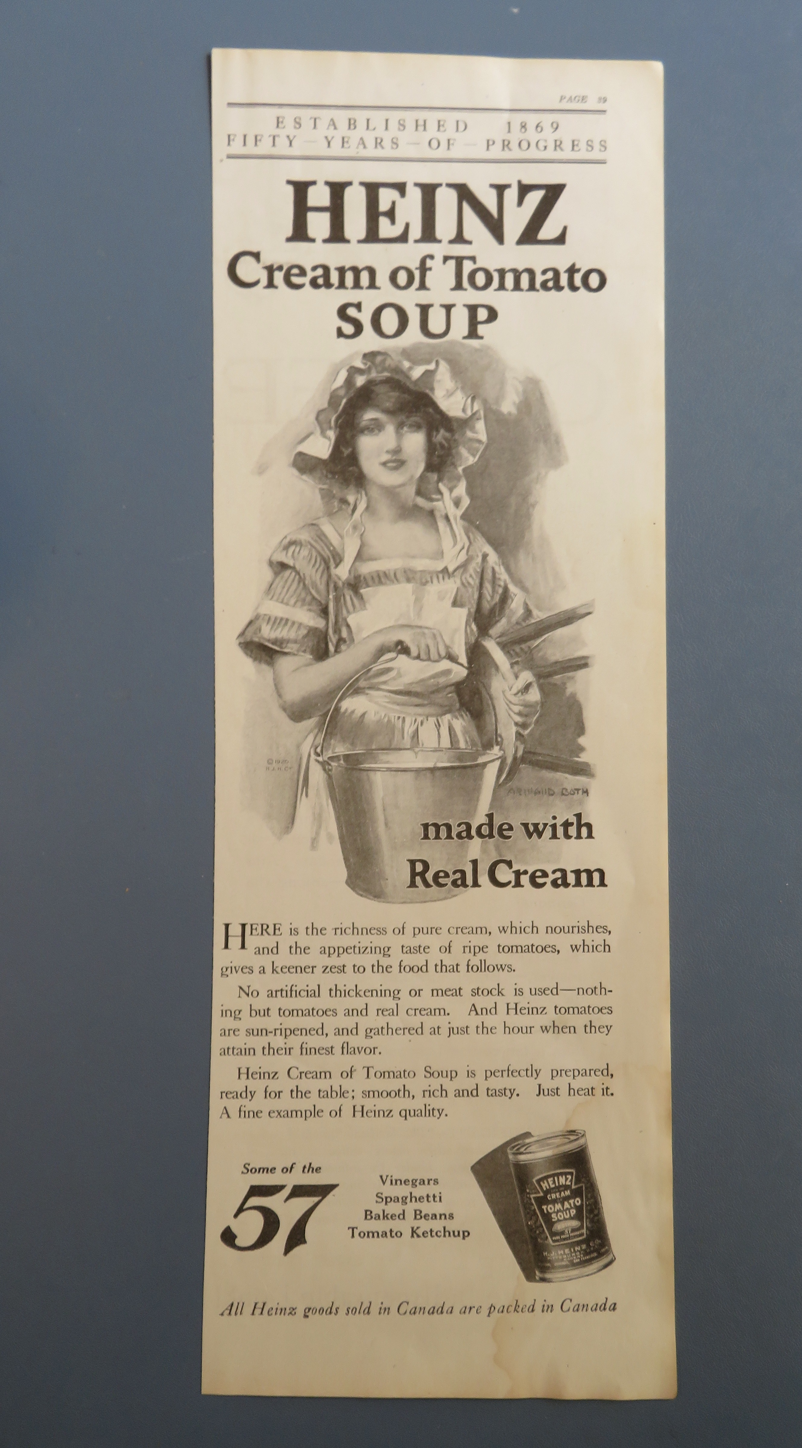 1920 Heinz 57 Cream Of Tomato Soup with Woman