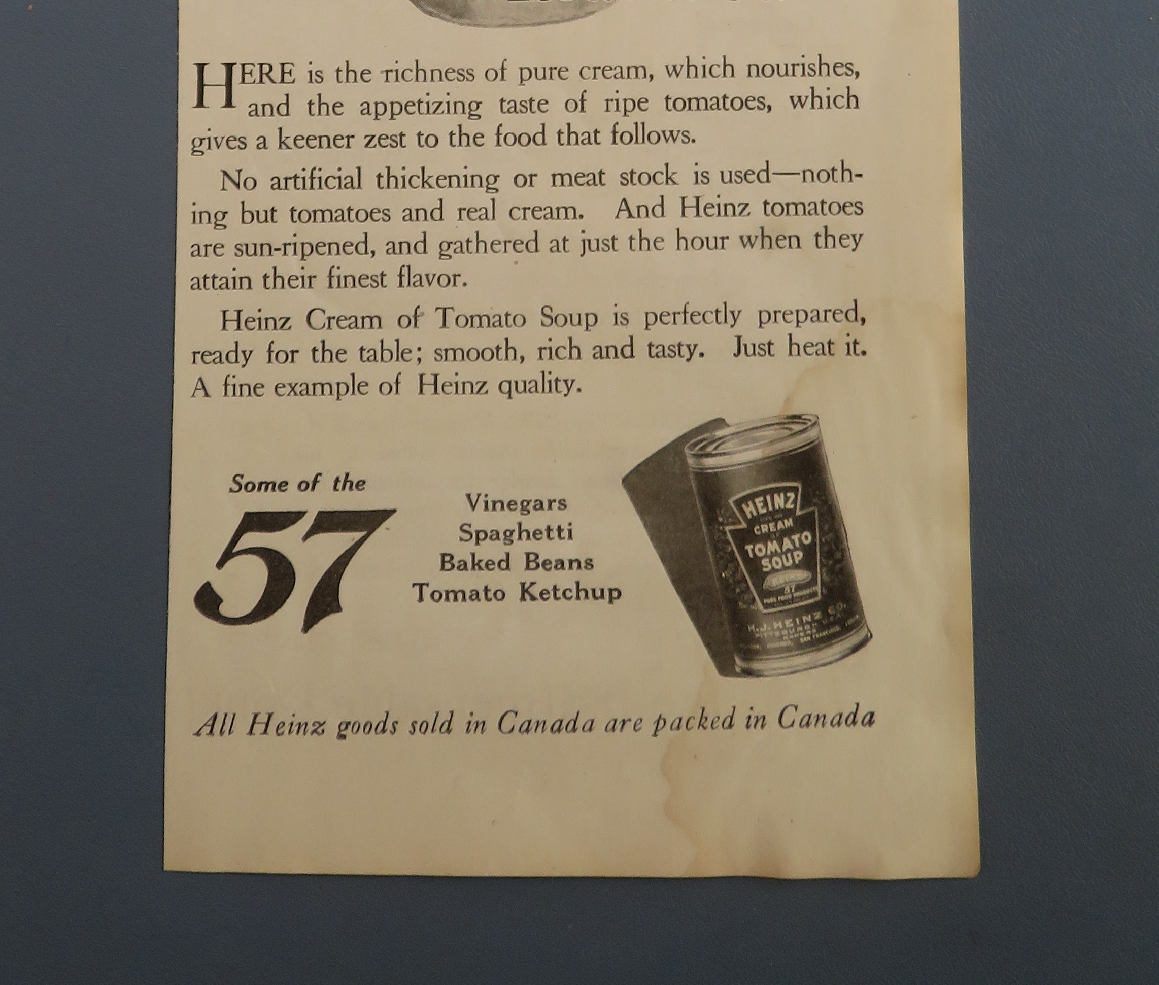 1920 Heinz 57 Cream Of Tomato Soup with Woman