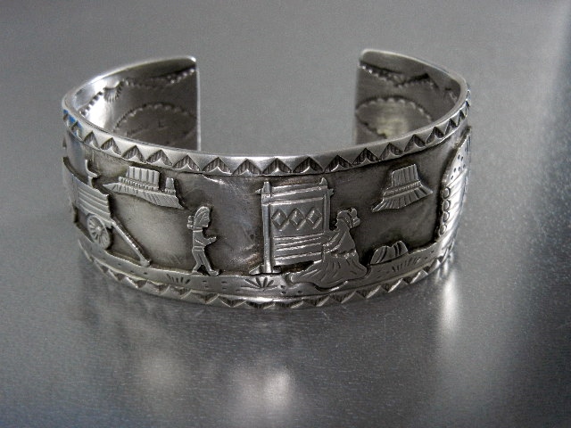 Navajo Sterling Silver Storyteller Cuff Mary Jackson