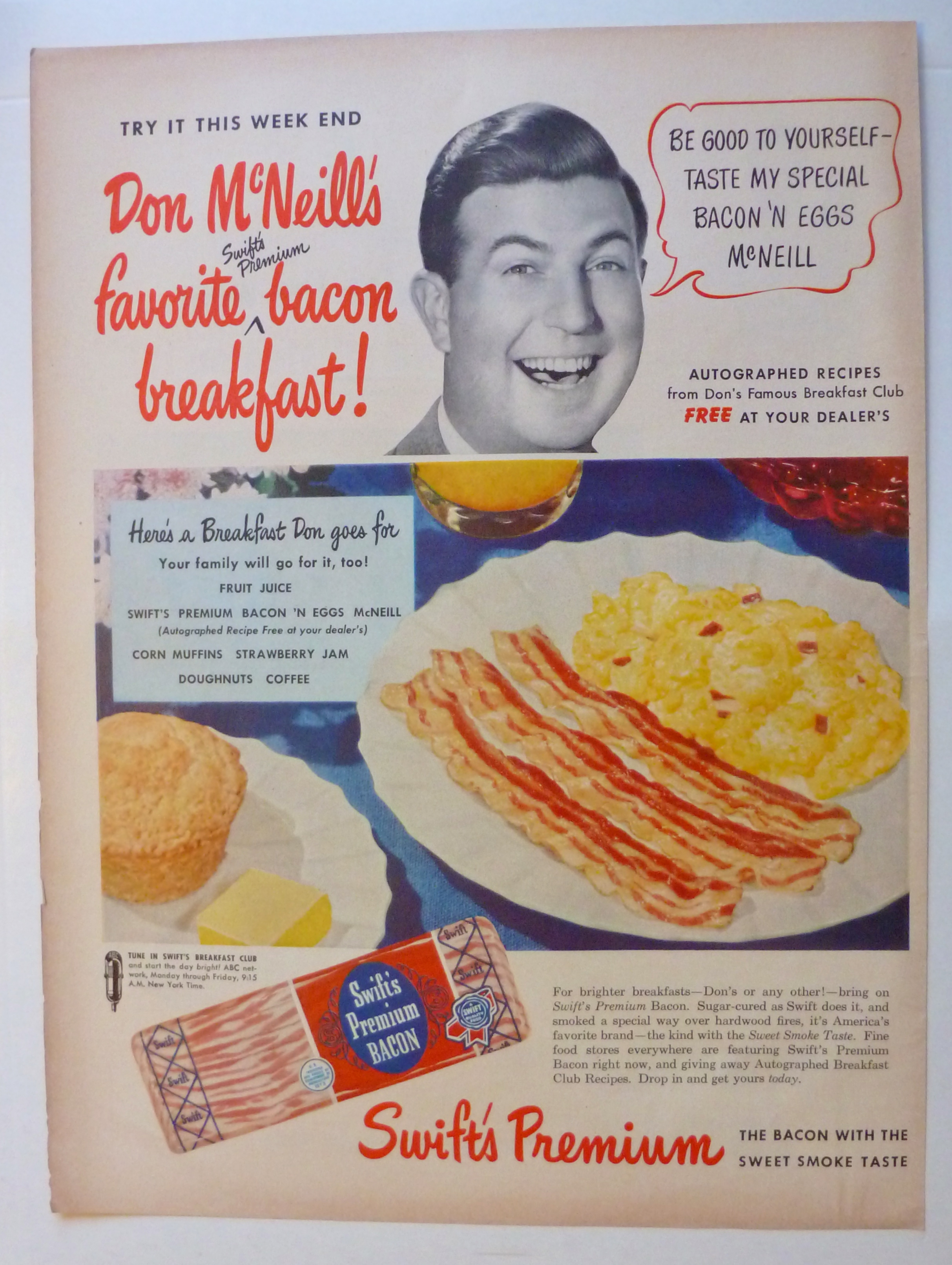 1950 Swift's Premium Bacon with Don Mc Neill