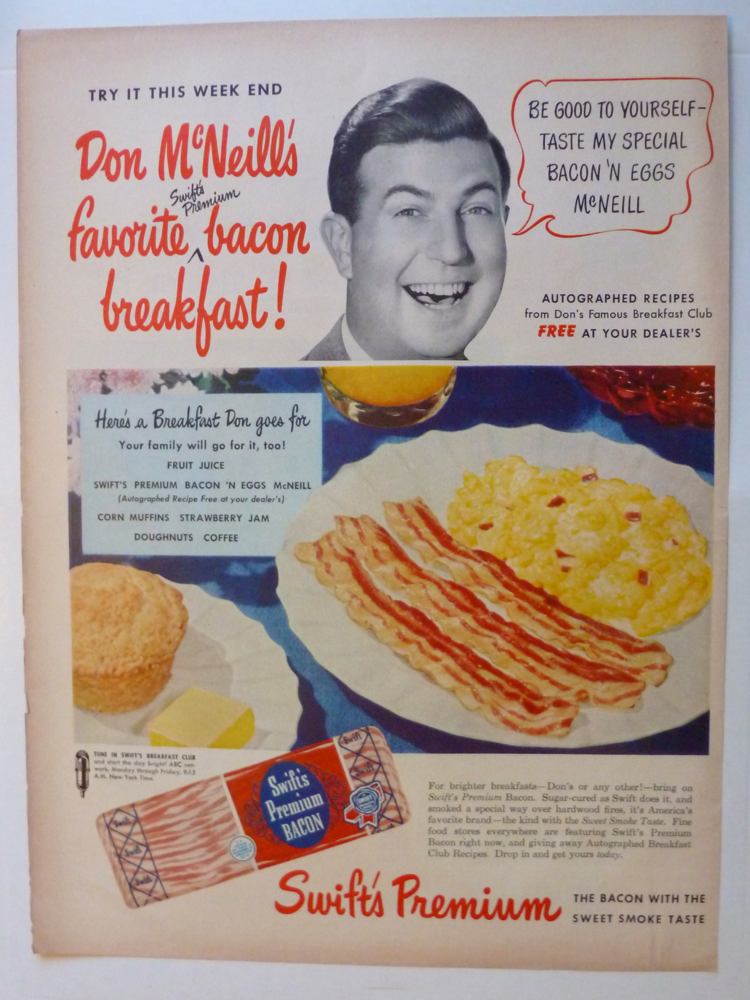 1950 Swift's Premium Bacon with Don Mc Neill