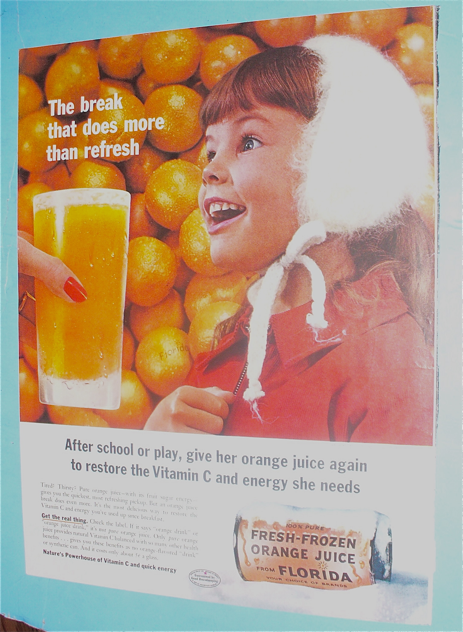 1960 Orange Juice With Little Girl Smiling