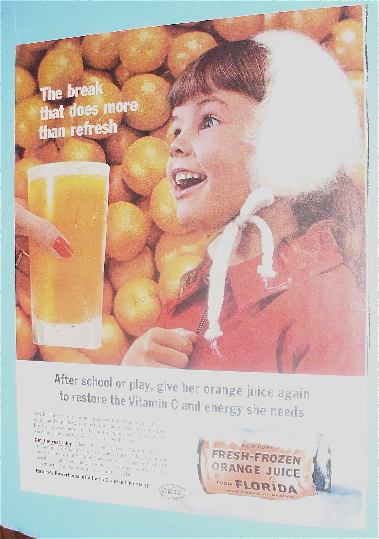 1960 Orange Juice With Little Girl Smiling