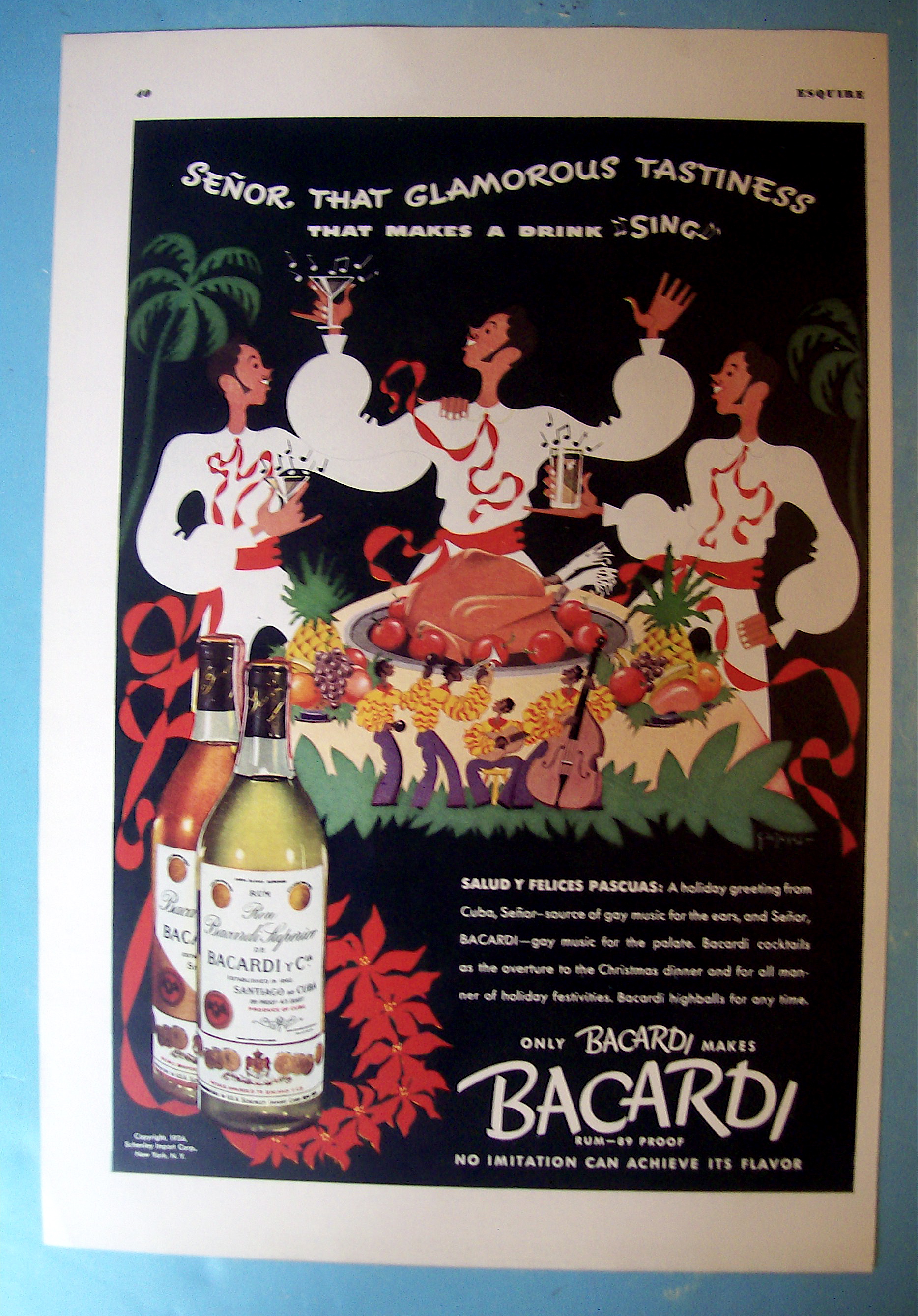 1936 Bacardi with Salud Y Felices Pascuas