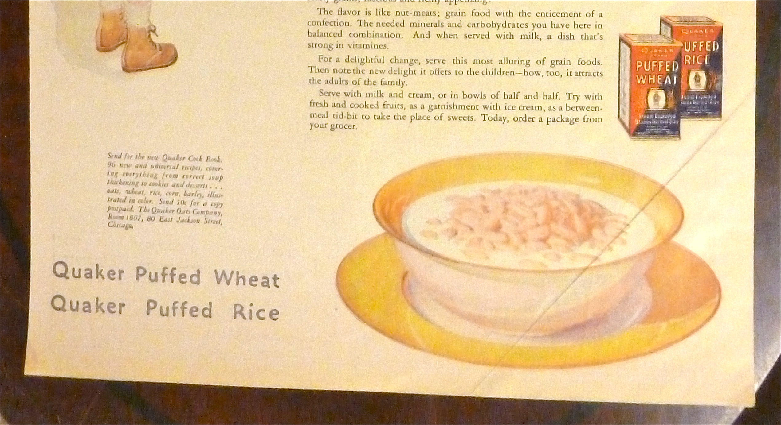 1925 Quaker Puffed Rice w/Little Girl Feeding Baby