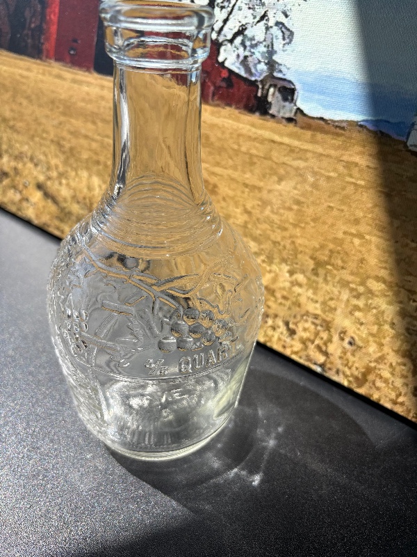 Vintage Wine Bottle 4/8 Quart Grape Grapevine embossed pattern