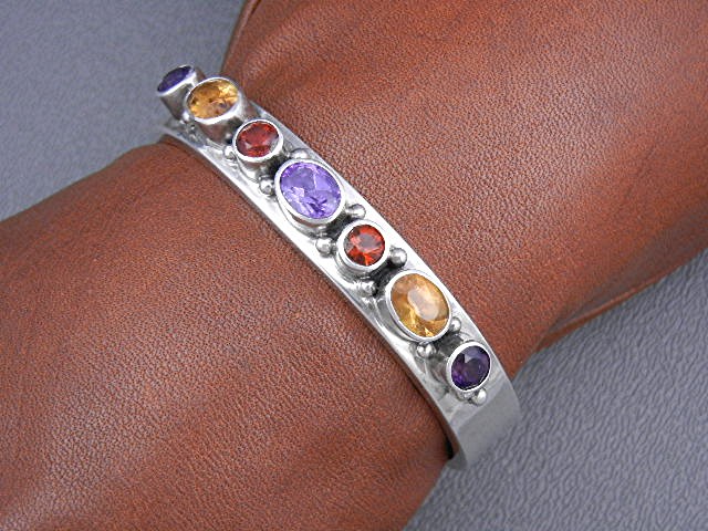 Paul Livingston Sterling Silver Gems Bracelet