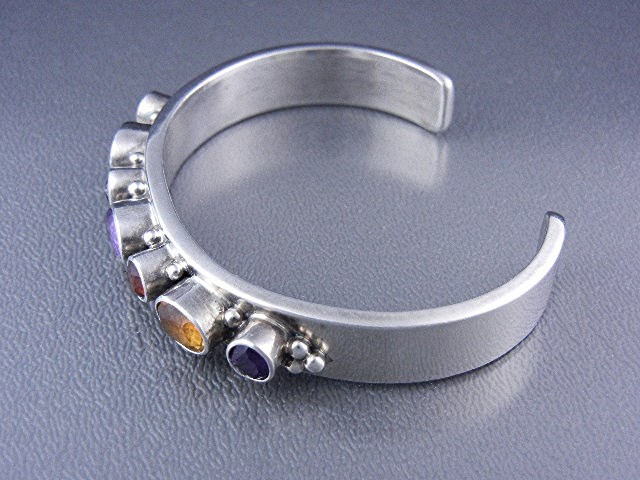Paul Livingston Sterling Silver Gems Bracelet