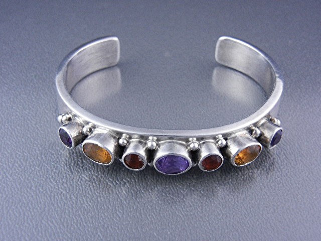 Paul Livingston Sterling Silver Gems Bracelet