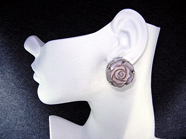 Charles Albert Pink Mother Pearl Sterling Silver Earrin