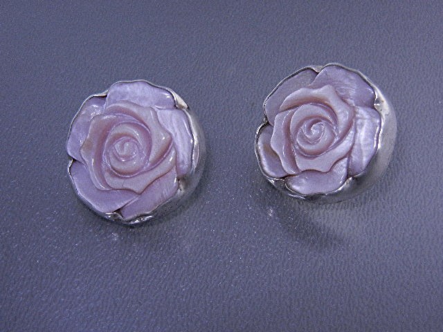 Charles Albert Pink Mother Pearl Sterling Silver Earrin