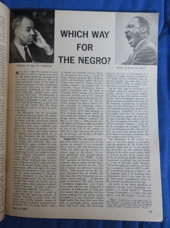 Newsweek Magazine May 15, 1967 Which Way For The Negro Now