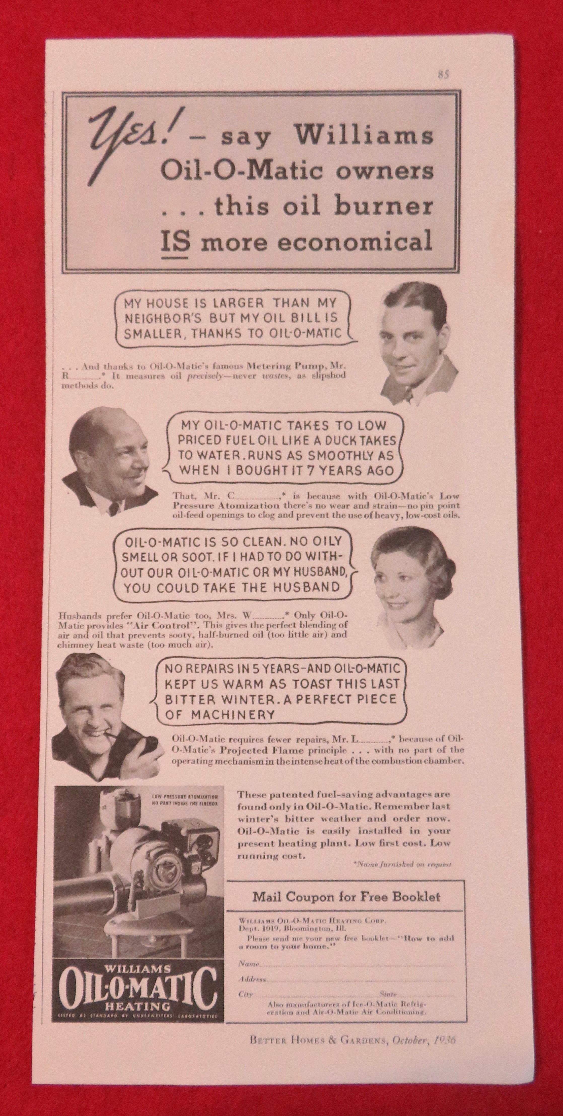 1936 Williams Oil O Matic Heating with People