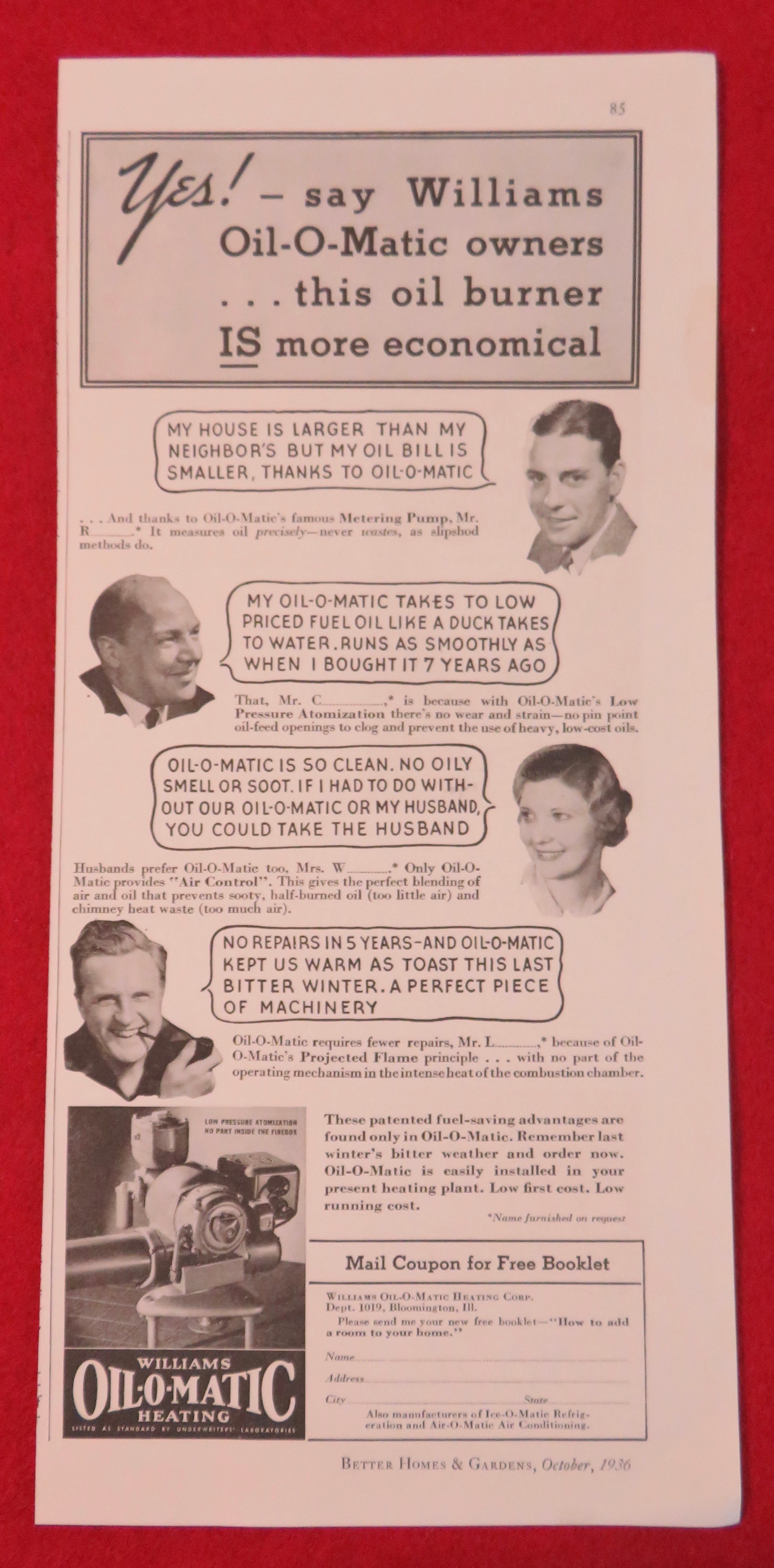 1936 Williams Oil O Matic Heating with People