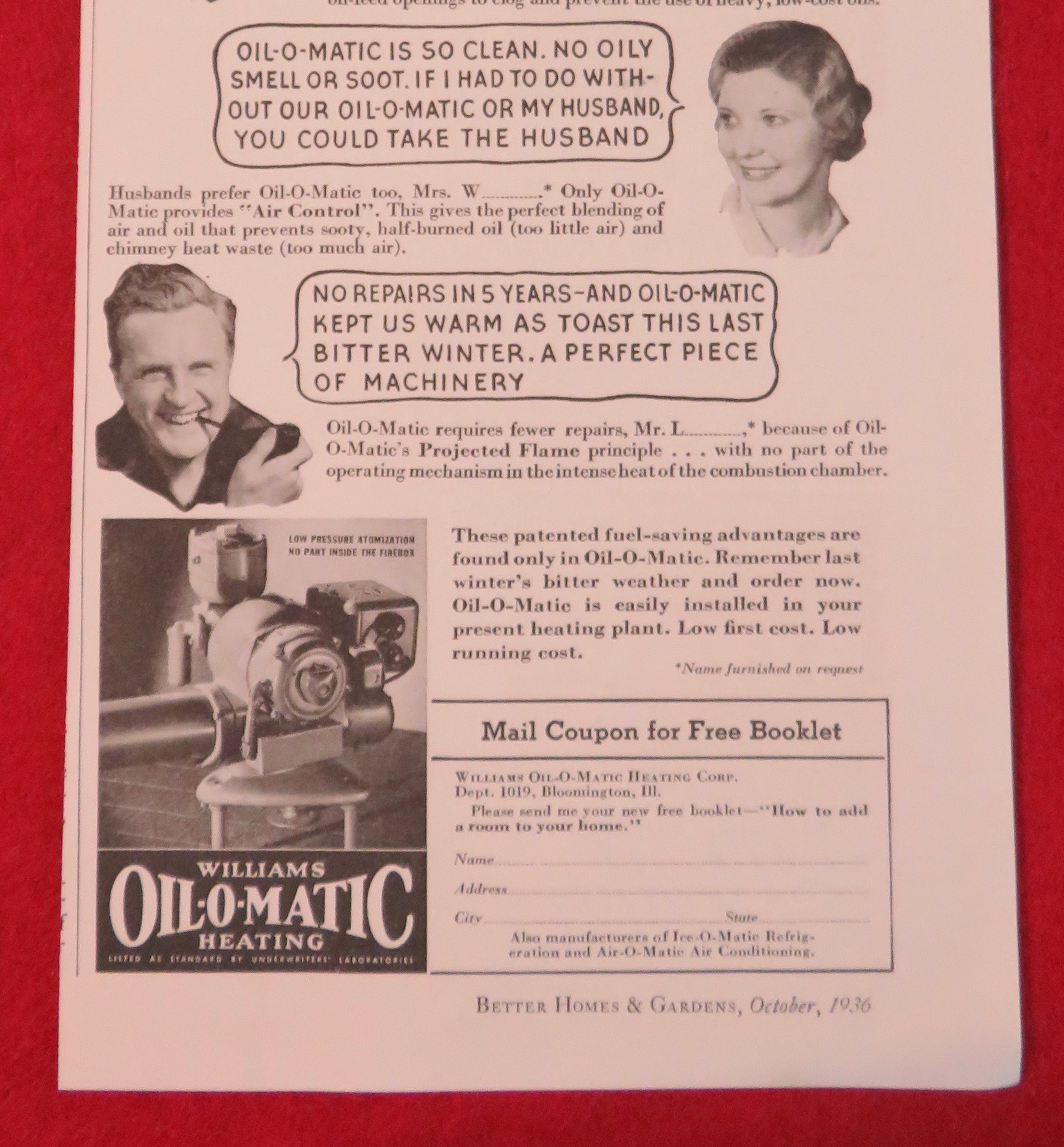 1936 Williams Oil O Matic Heating with People