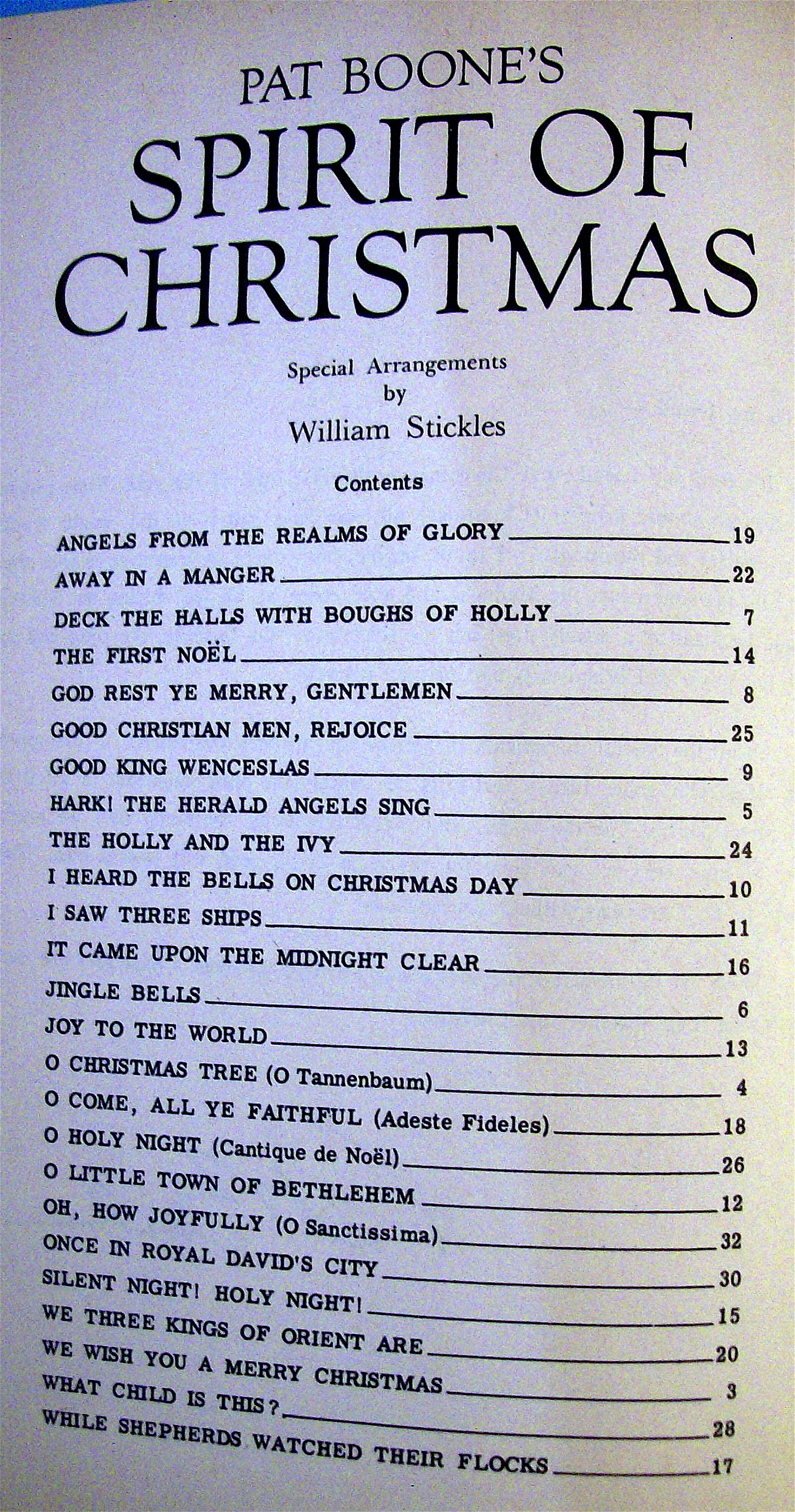 Sheet Music For 1959 Pat Boone's Spirit Of Christmas