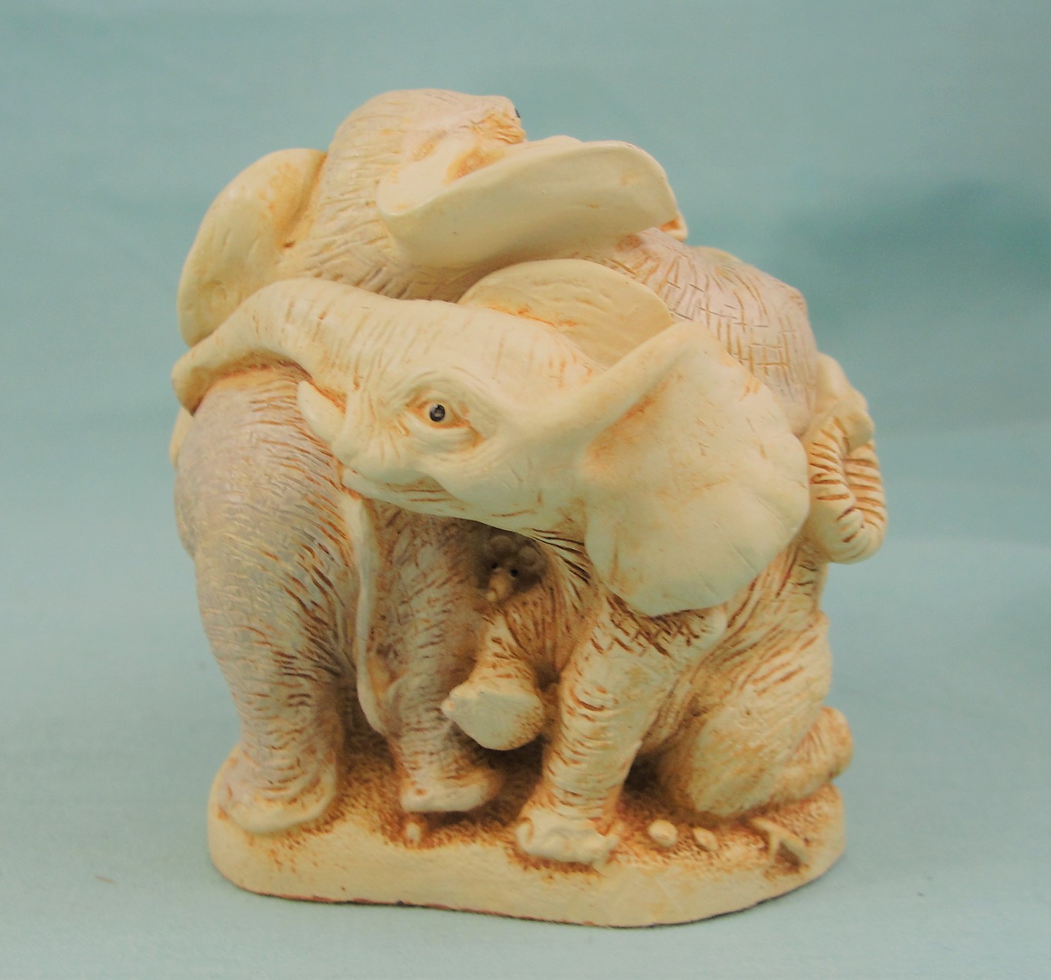 Unknown Miniature Resin Elephant Herd Trinket Box