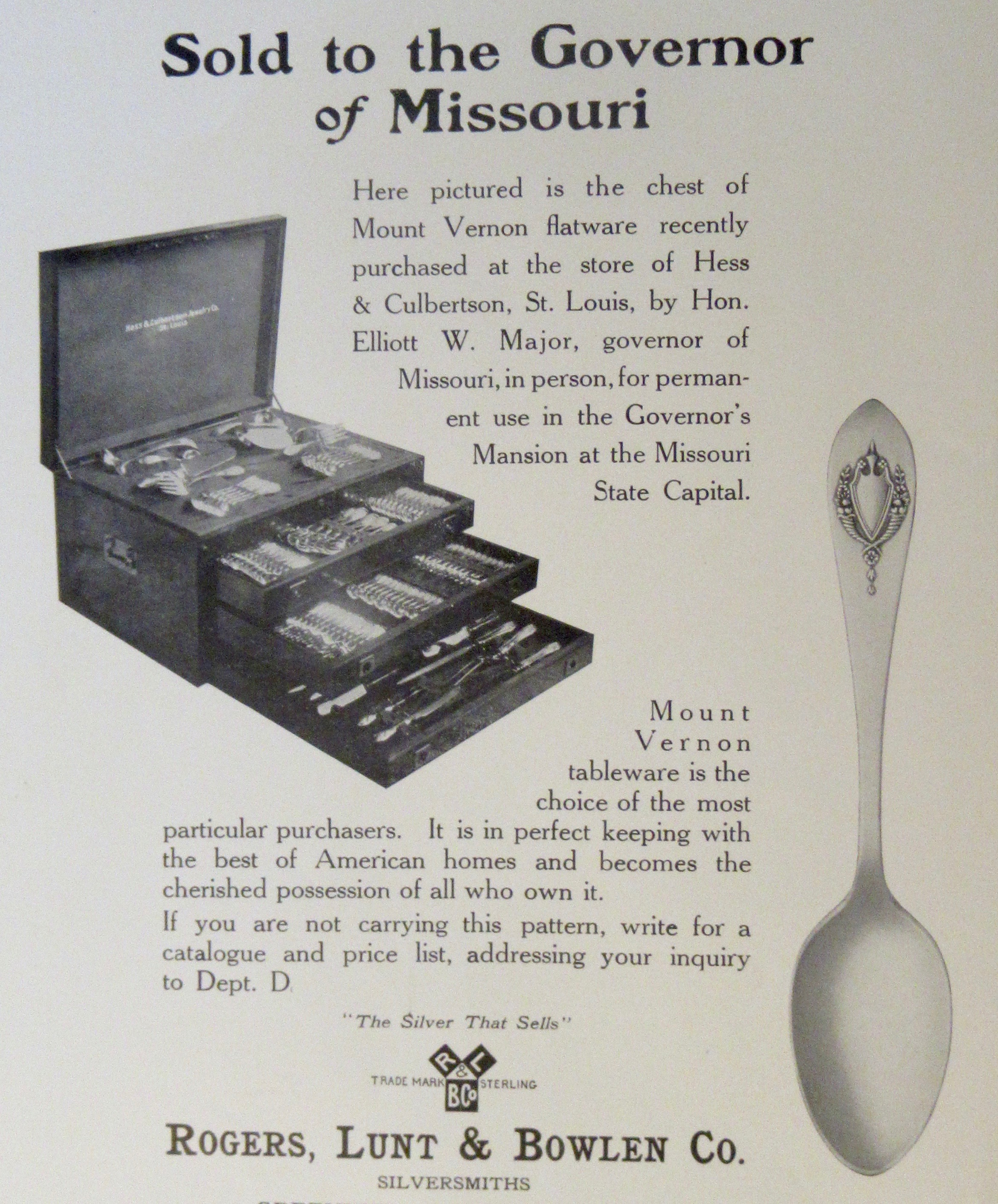 1913 Rogers, Lunt & Bowlen with Mount Vernon Flatware