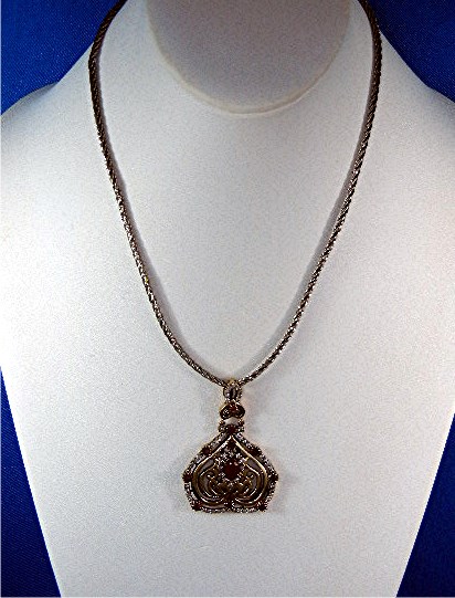 Ruby Sterling Silver Gold Overlay CZ Pendant