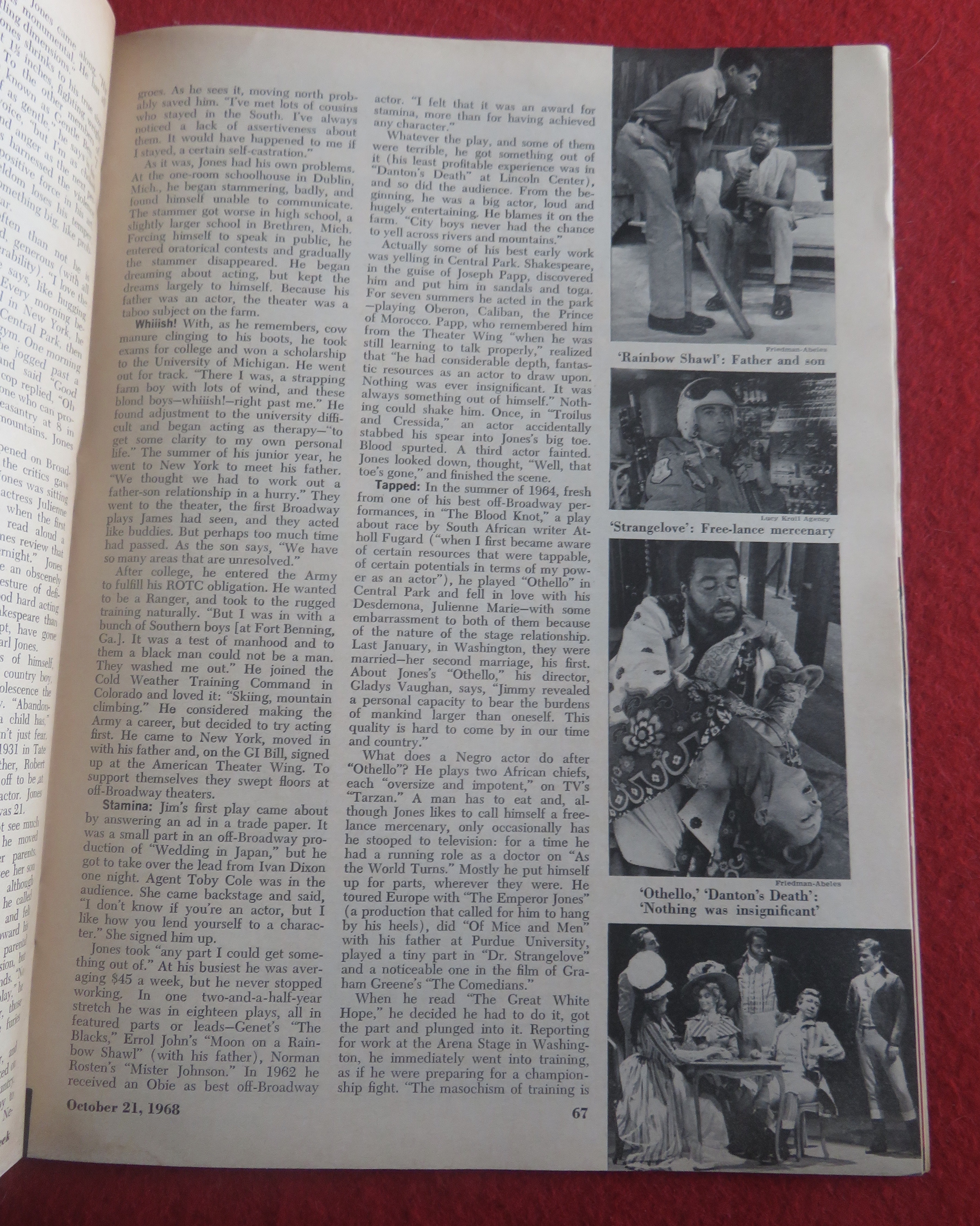 Newsweek Magazine October 21, 1968 James Earl Jones