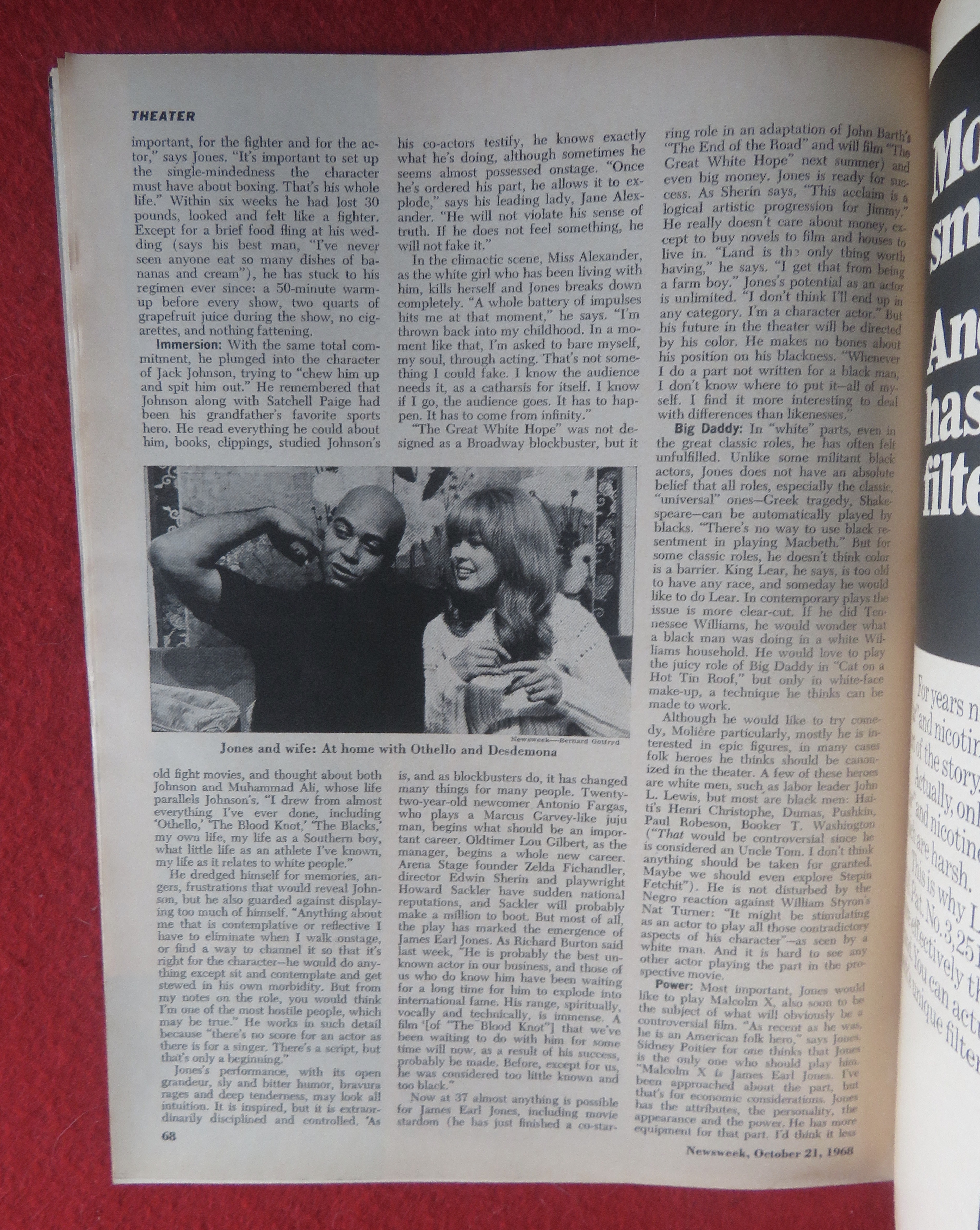 Newsweek Magazine October 21, 1968 James Earl Jones