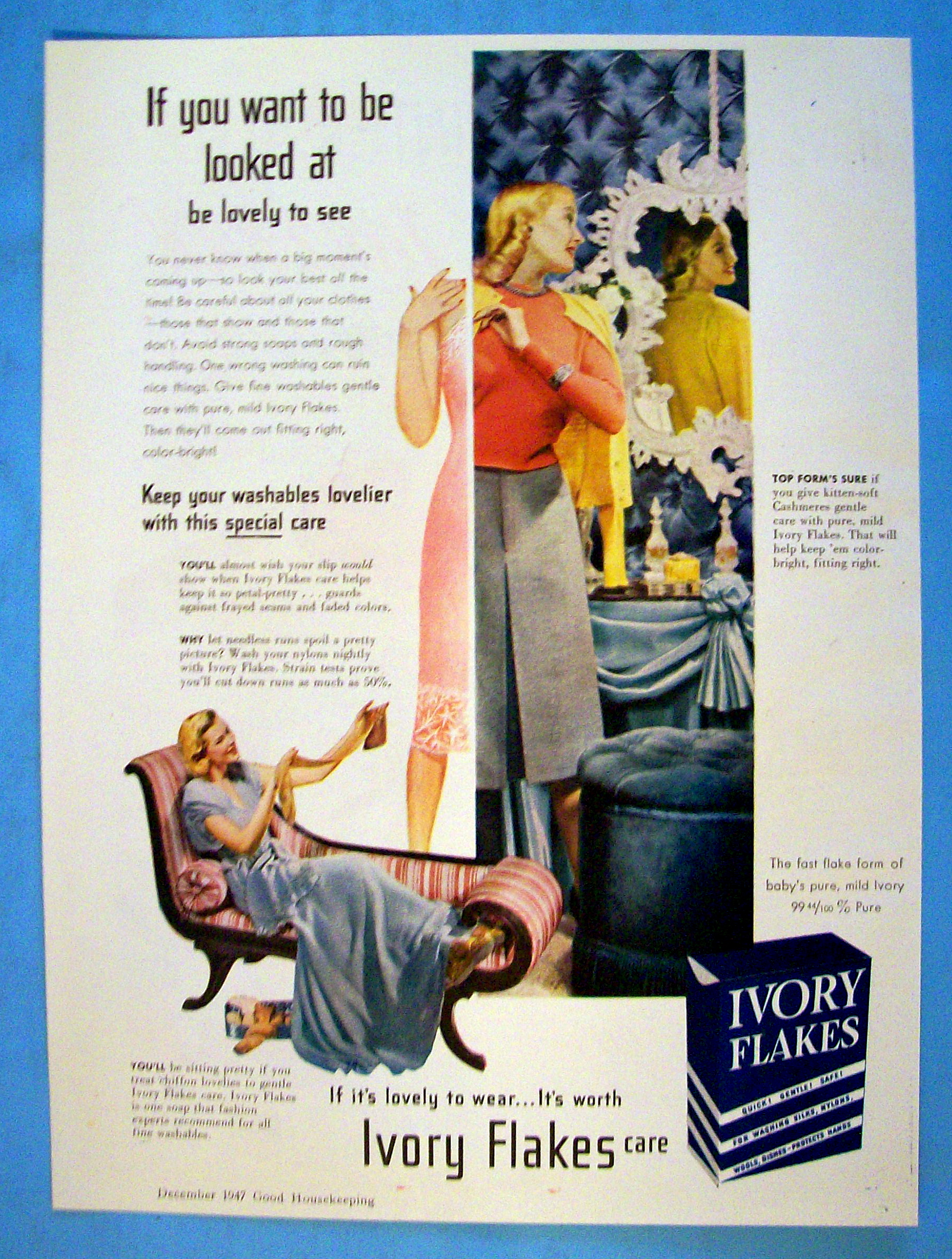 1947 Ivory Flakes with Woman Sitting in Chair