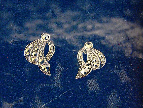Old Pair of Silver and Marquisite Clip Earrings