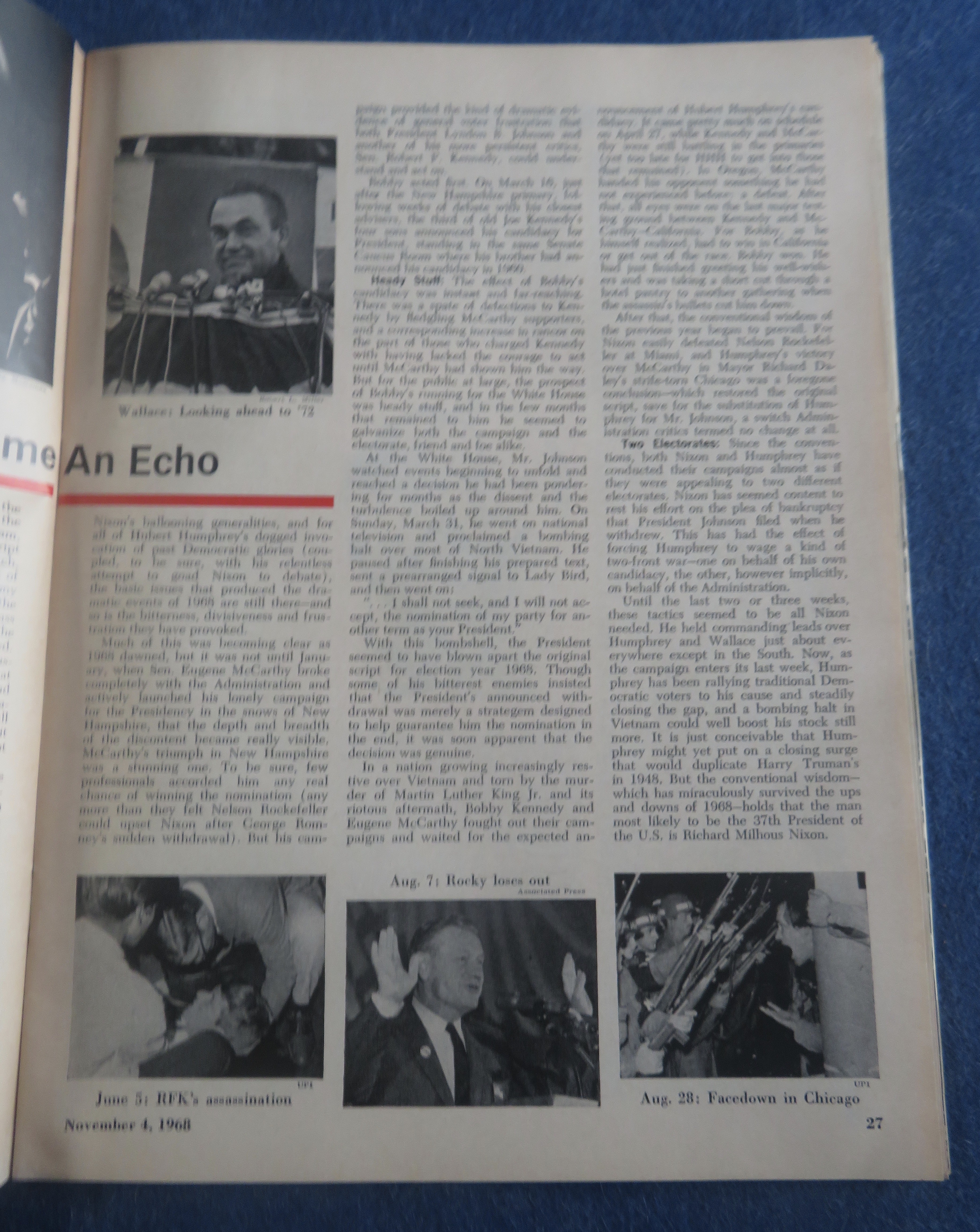 Newsweek Magazine November 4, 1968 Campaign 1968
