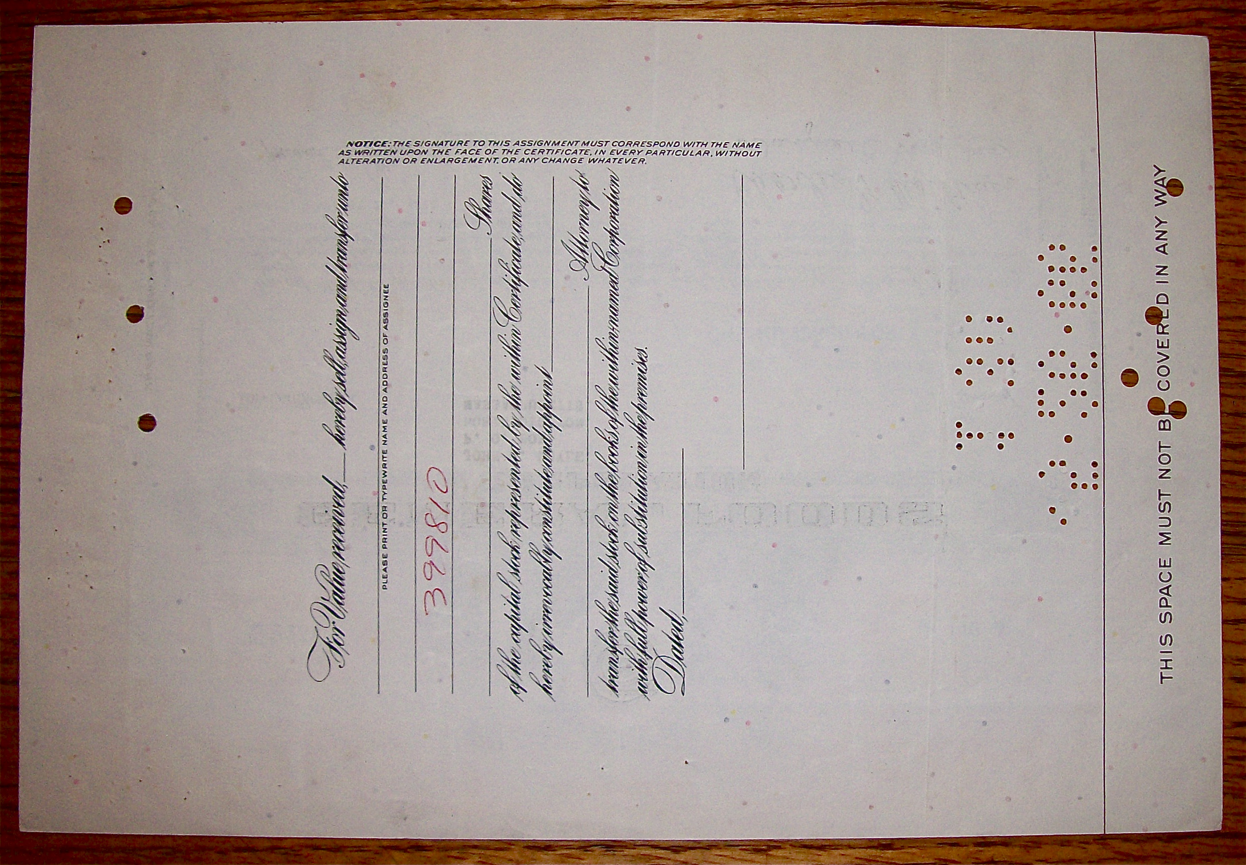 1960 General Foods Corporation Stock Certificate