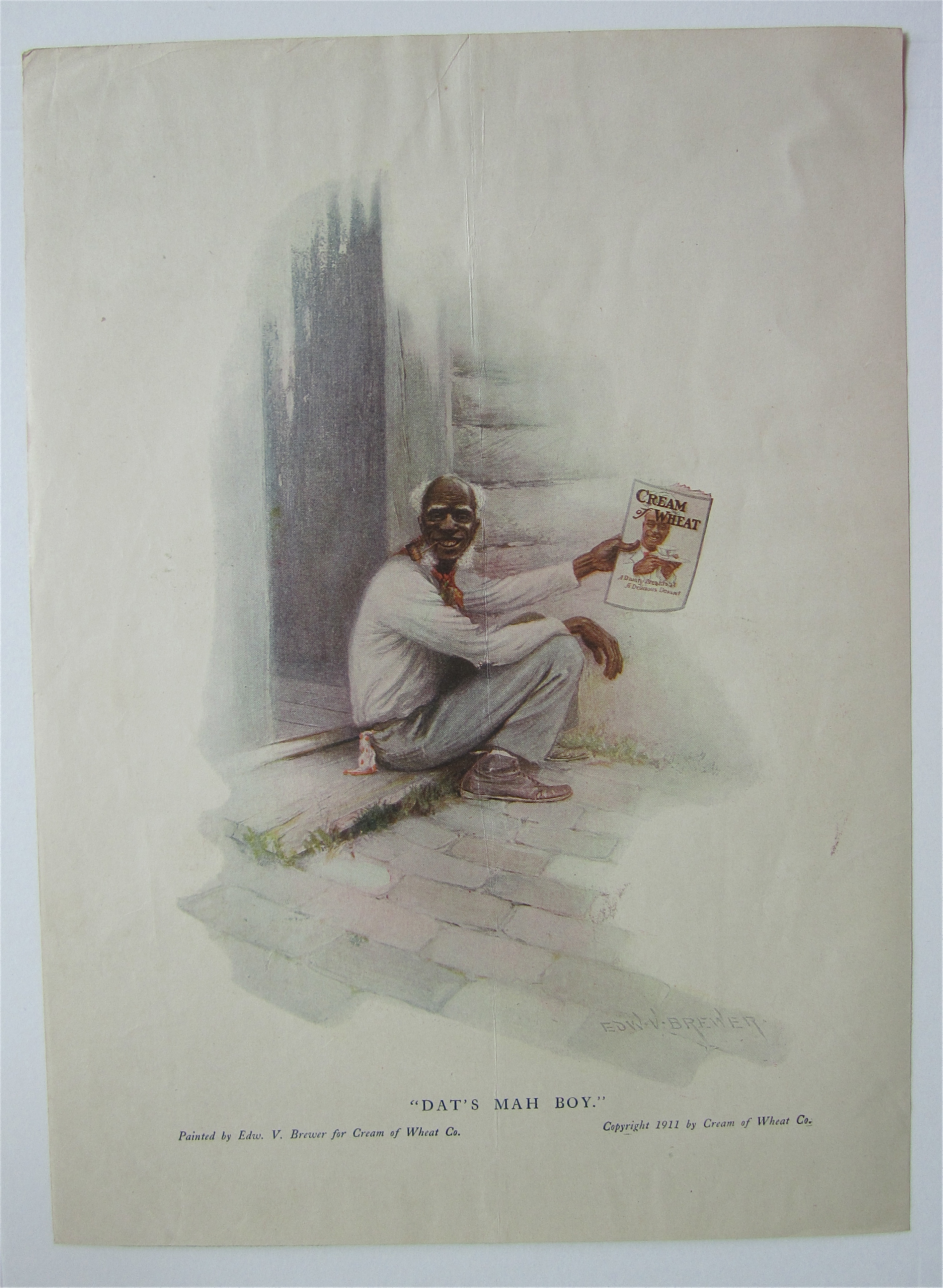 1918 Cream of Wheat Cereal with Old Man Holding Picture