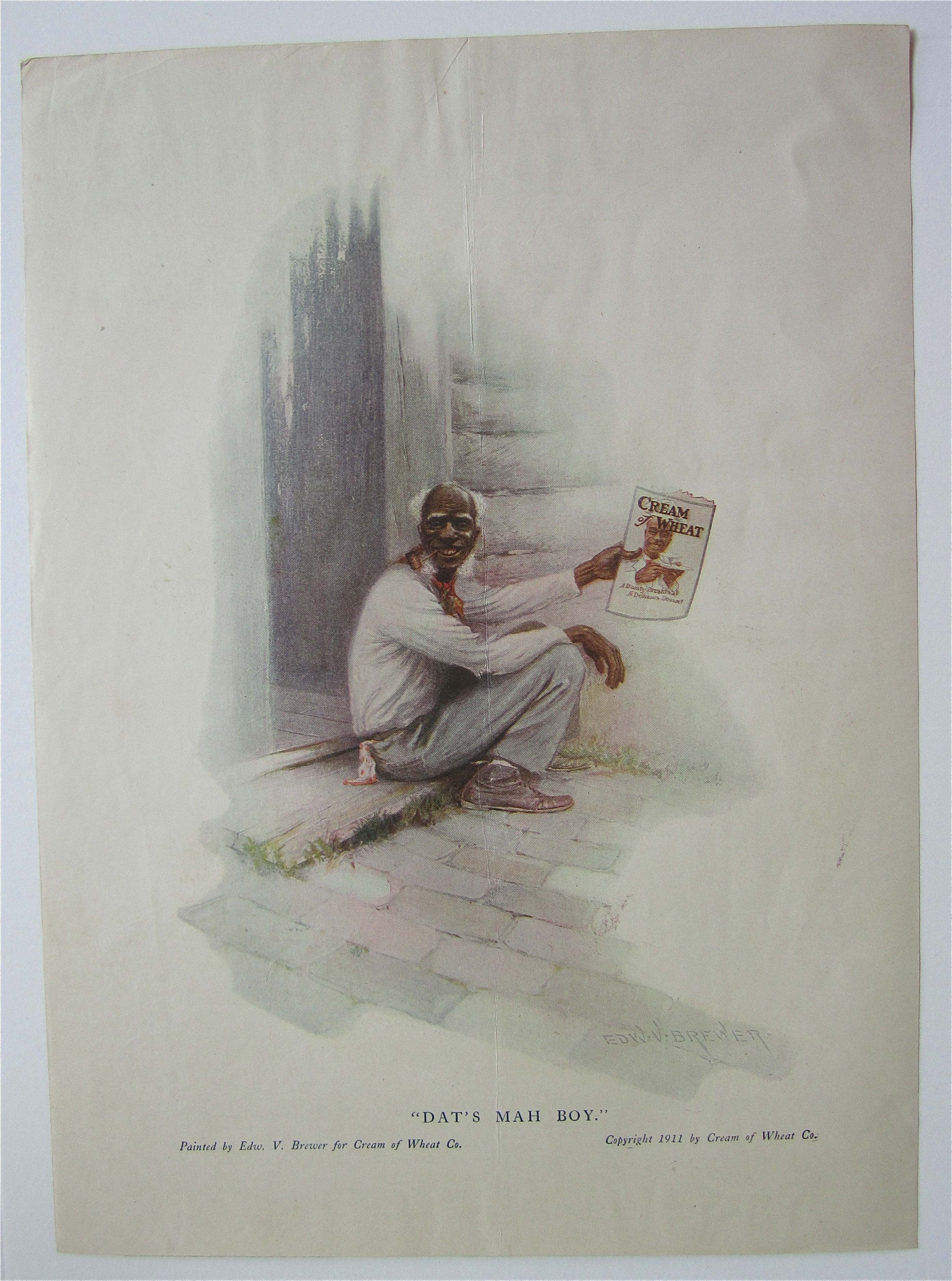 1918 Cream of Wheat Cereal with Old Man Holding Picture