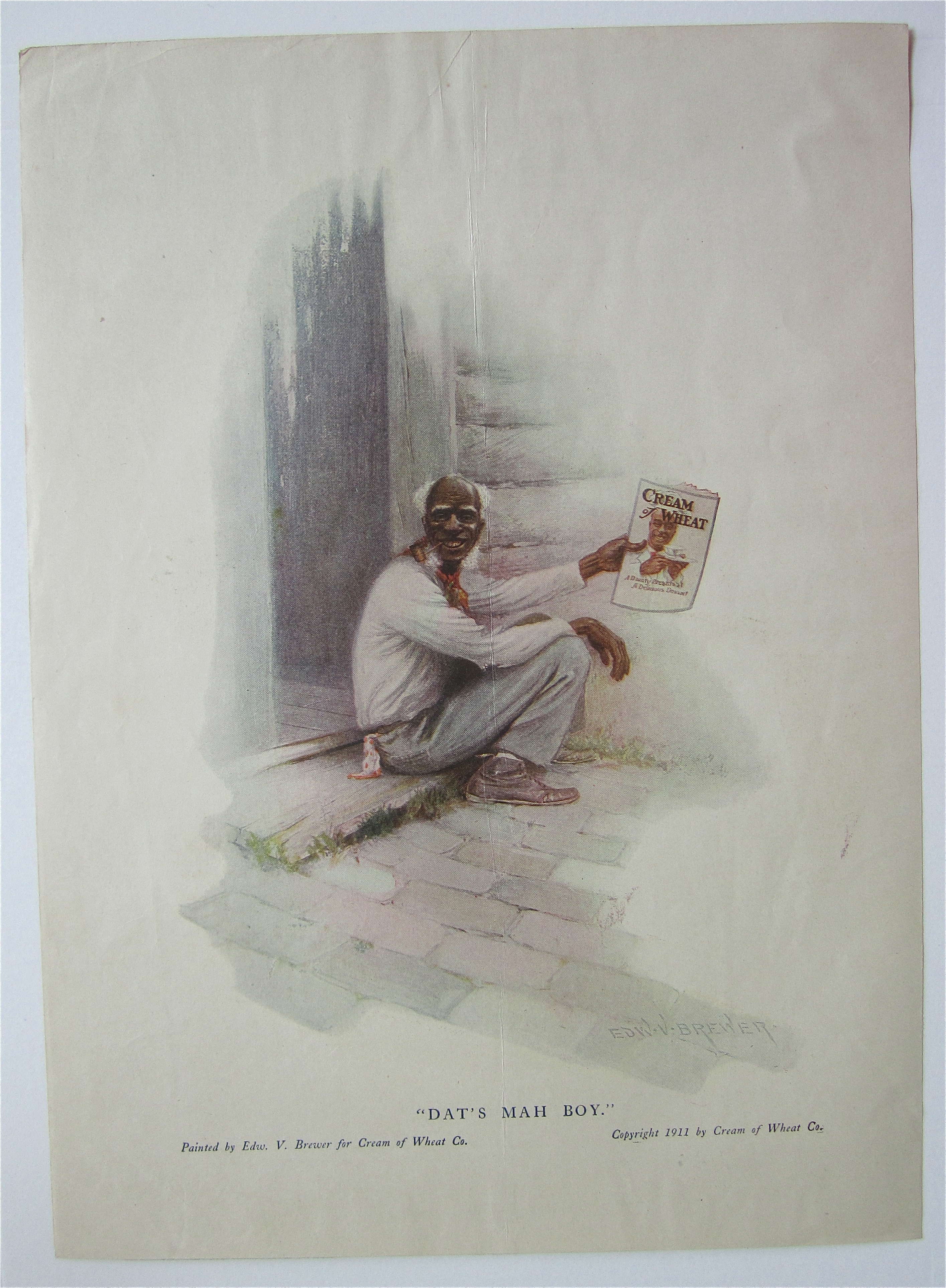 1918 Cream of Wheat Cereal with Old Man Holding Picture