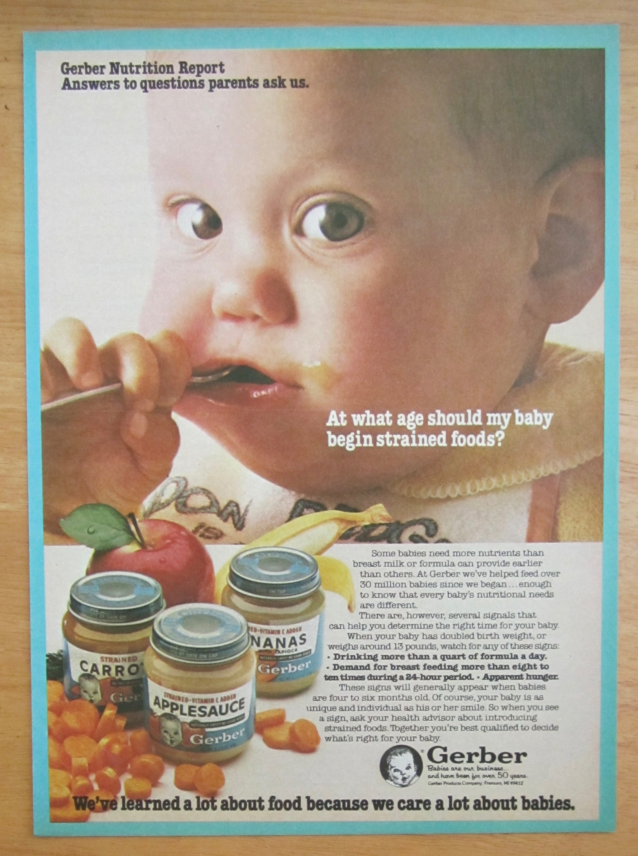 1981 Gerber Strained Foods w/ Baby Eating
