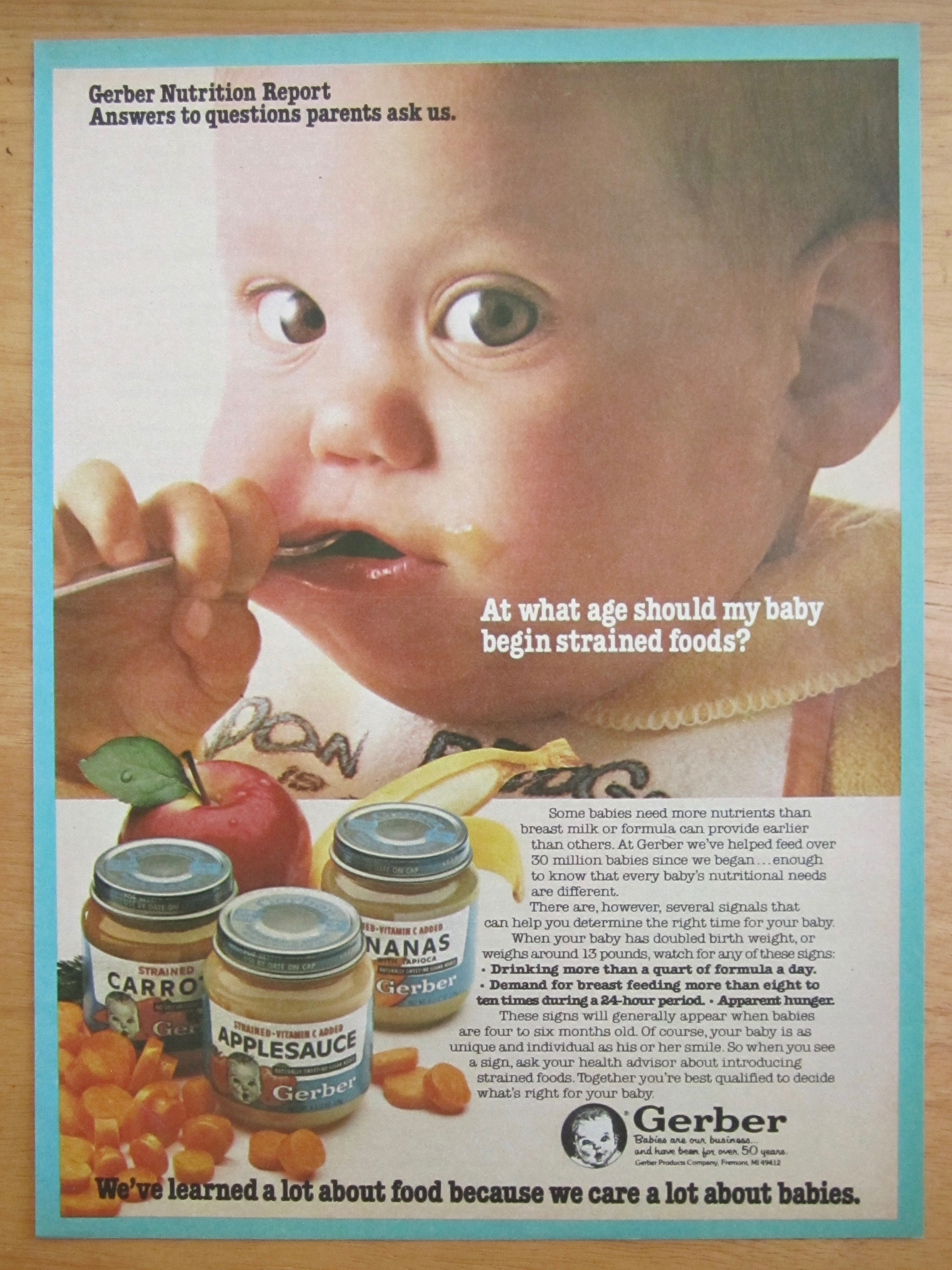 1981 Gerber Strained Foods w/ Baby Eating