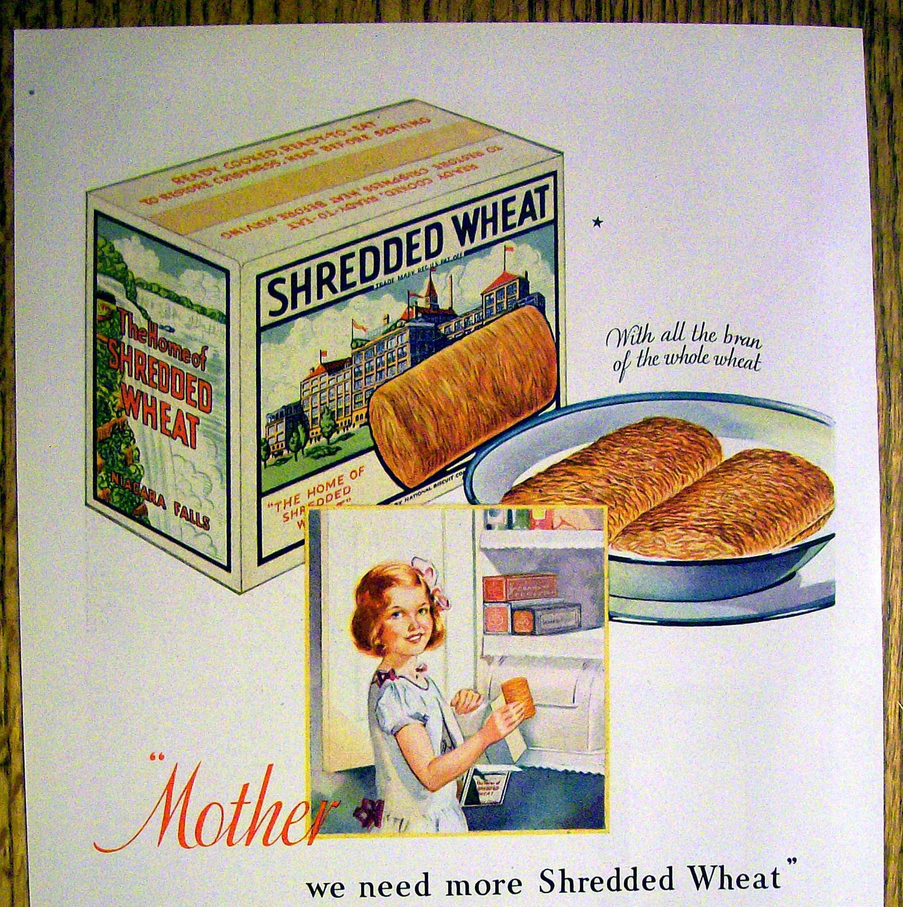 1931 Shredded Wheat with Girl Holding Box of Cereal