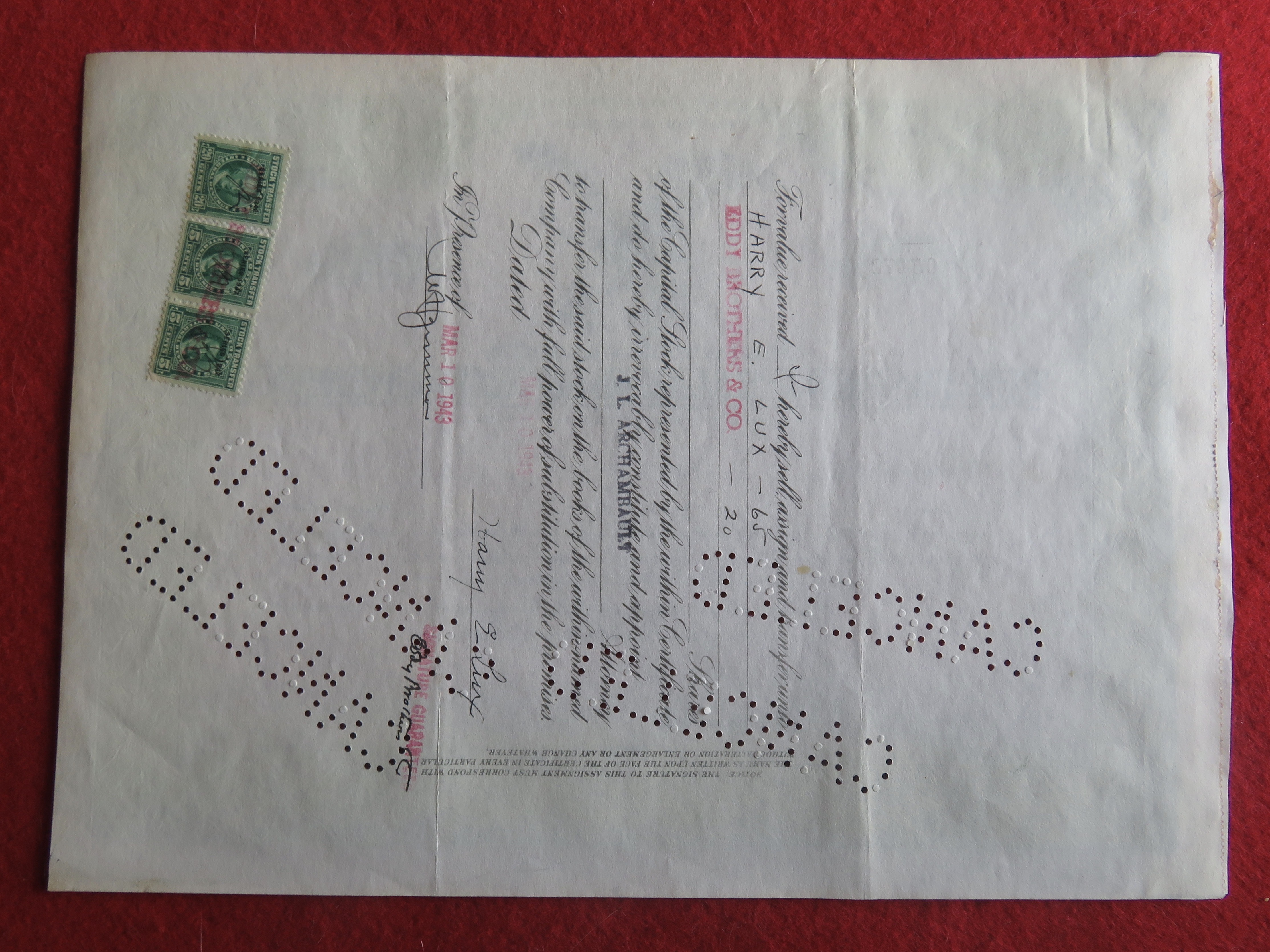 1943 The Eastern Malleable Iron Co Stock Certificate