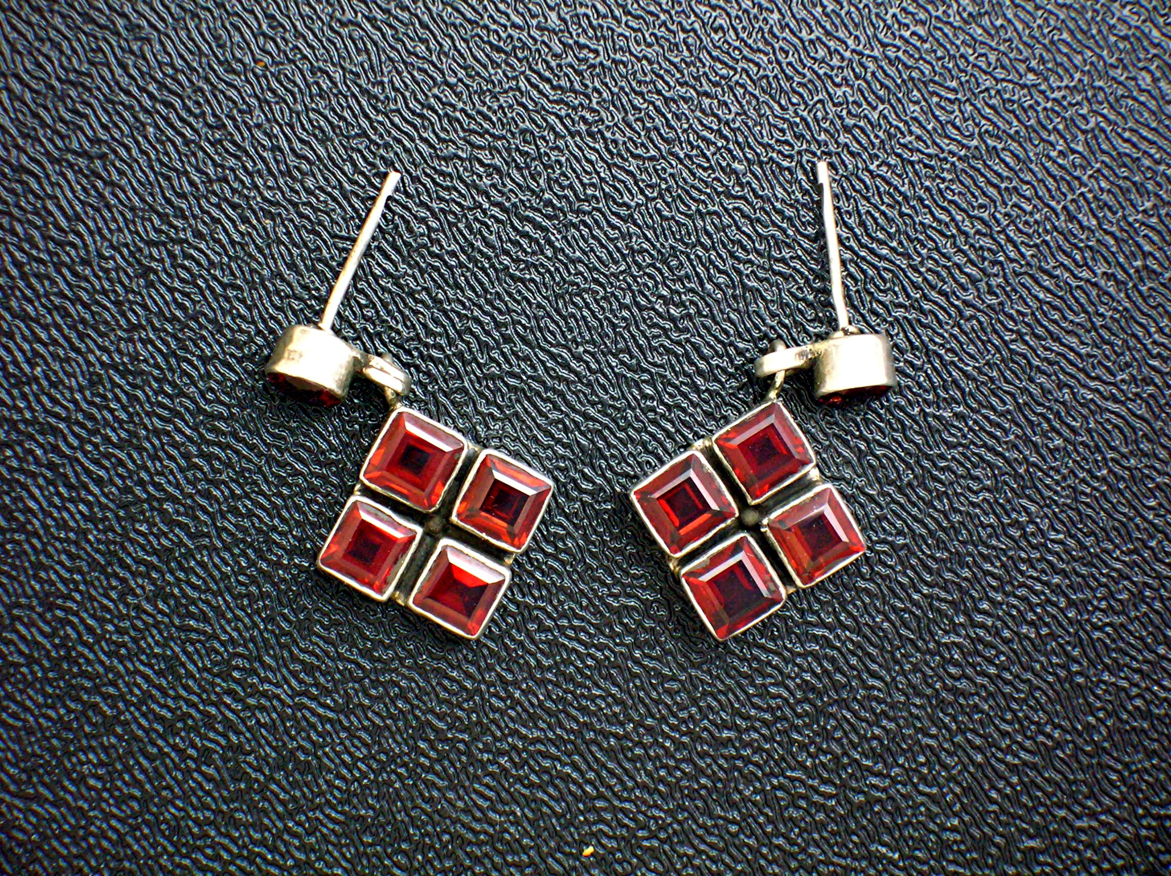 Blood Red Garnet Earrings Set in Sterling Silver